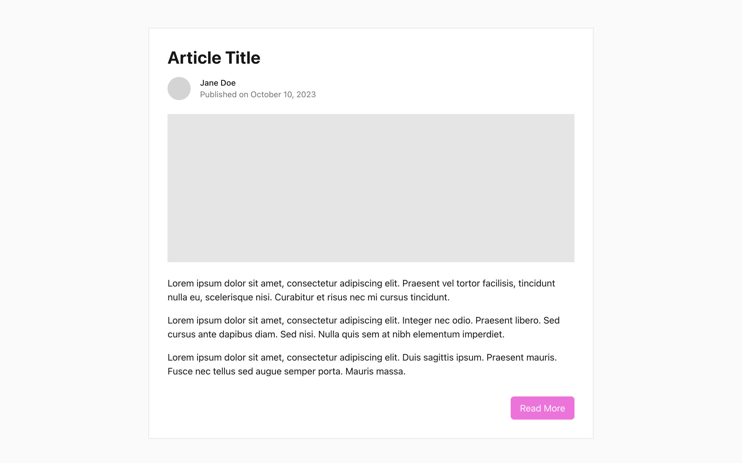 Wireframe example for Article Detail