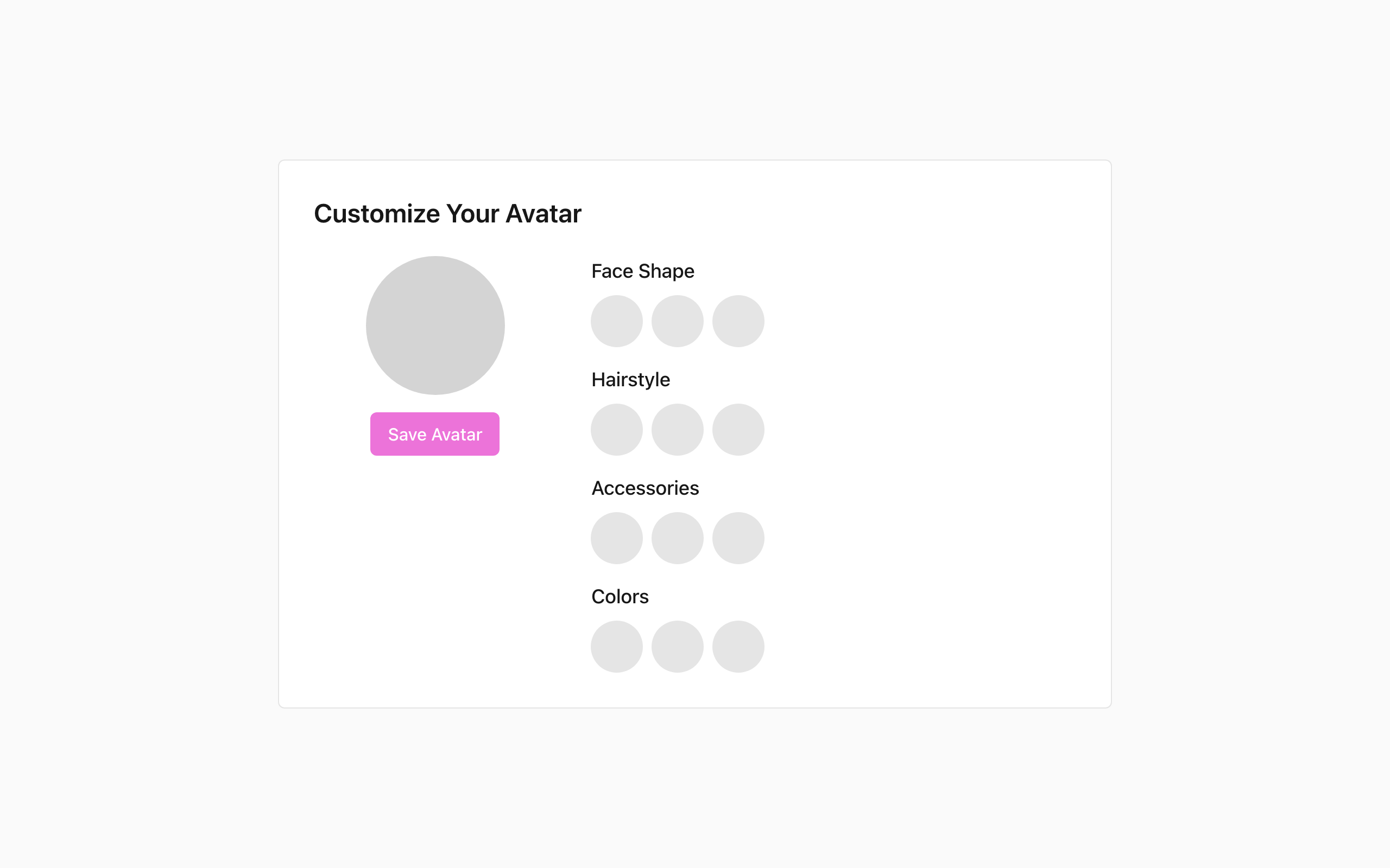 Wireframe example for Avatar