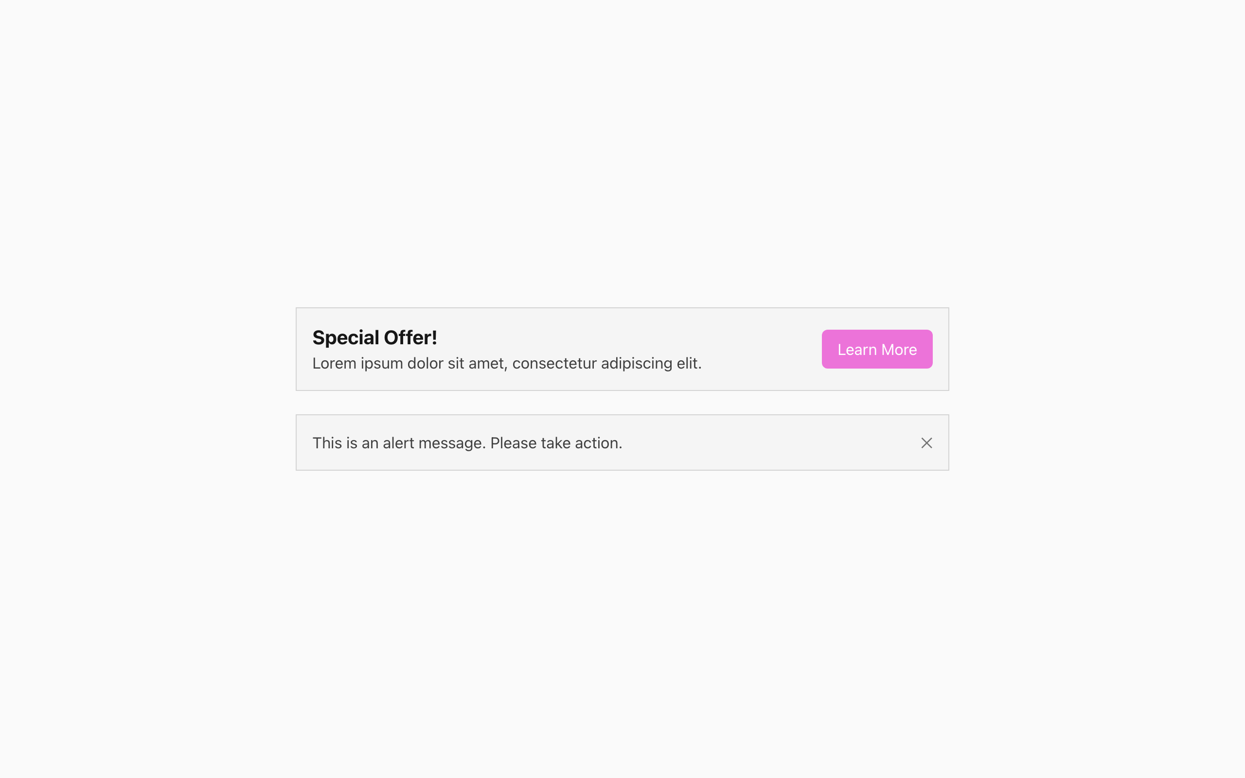 Wireframe example for Banner & Alert