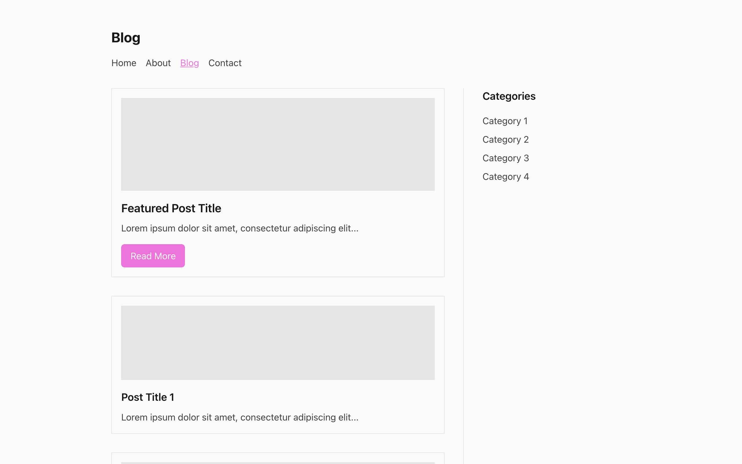 Wireframe example for Blog Page