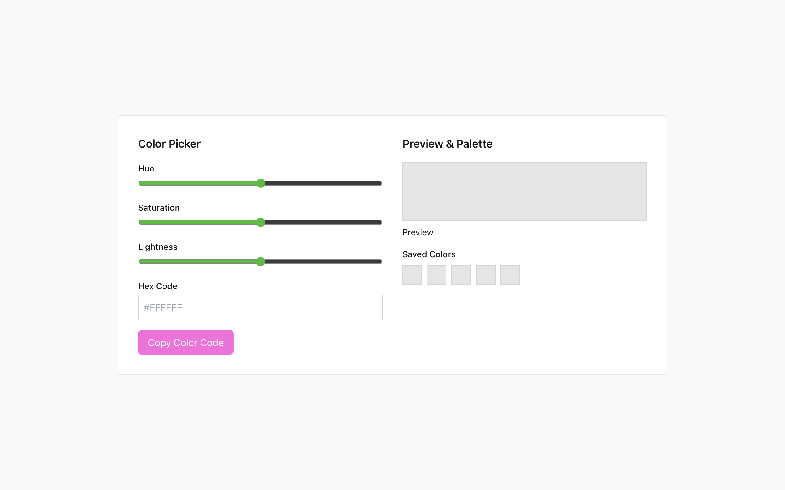 Wireframe example for Color Picker
