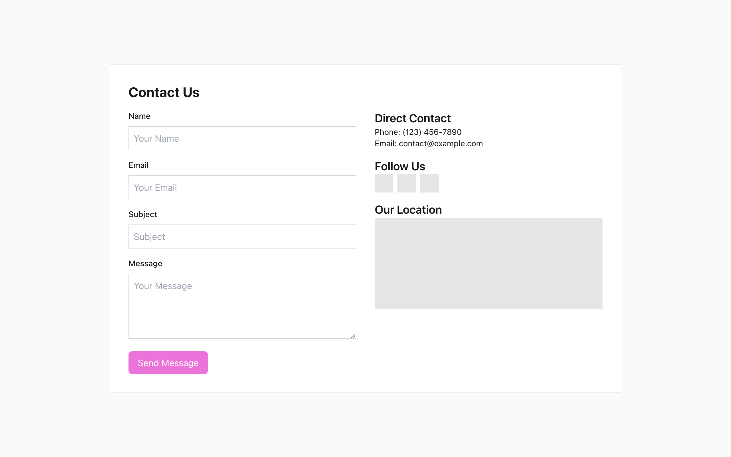 Wireframe example for Contact Page