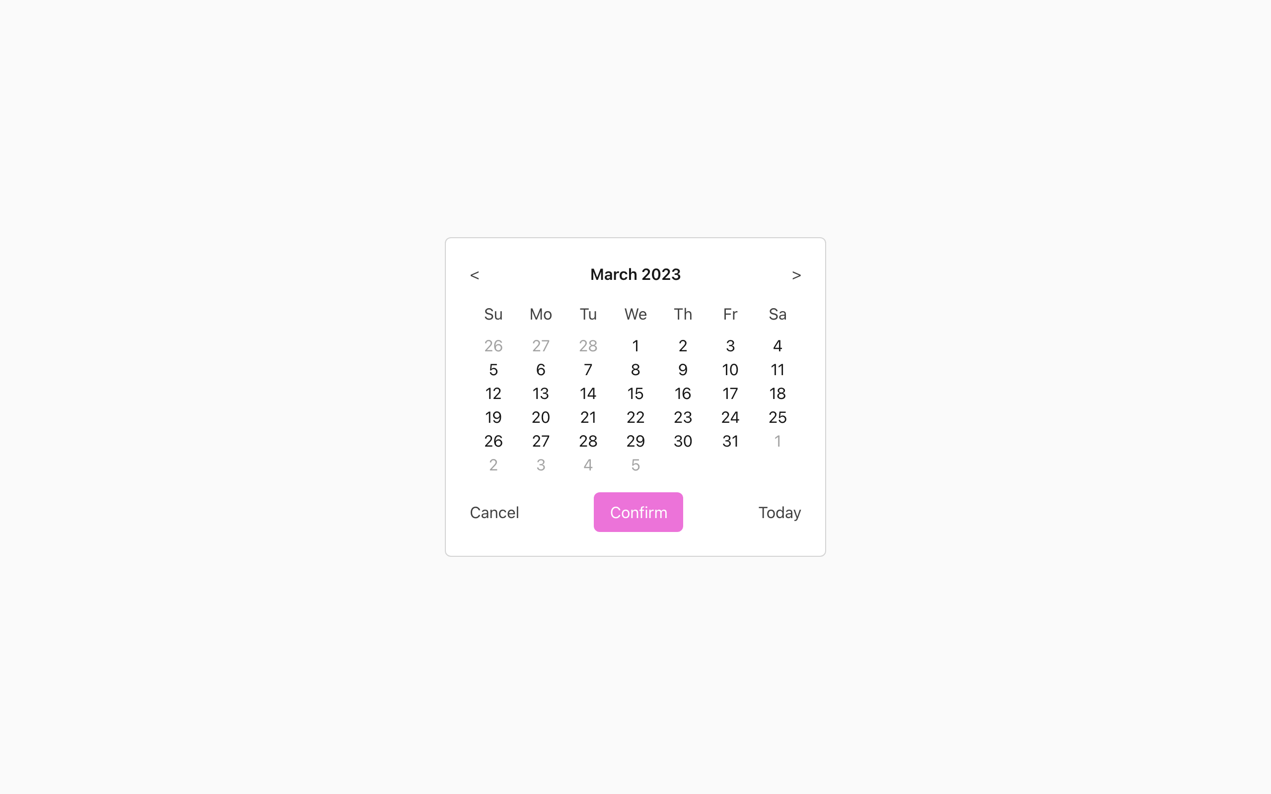 Wireframe example for Date Picker