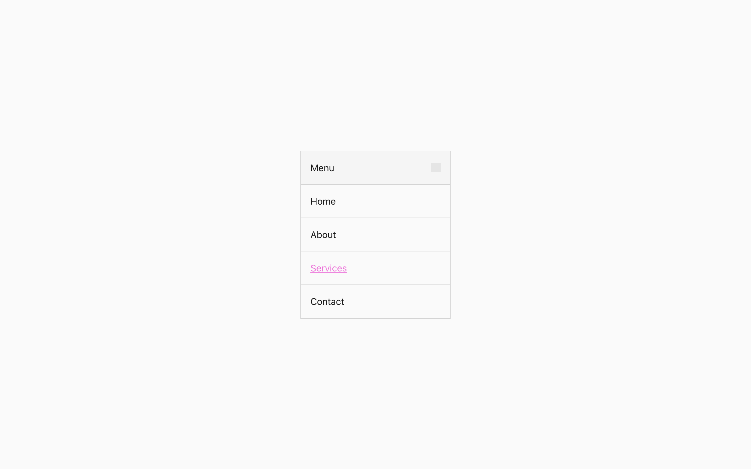 Wireframe example for Dropdown Menu