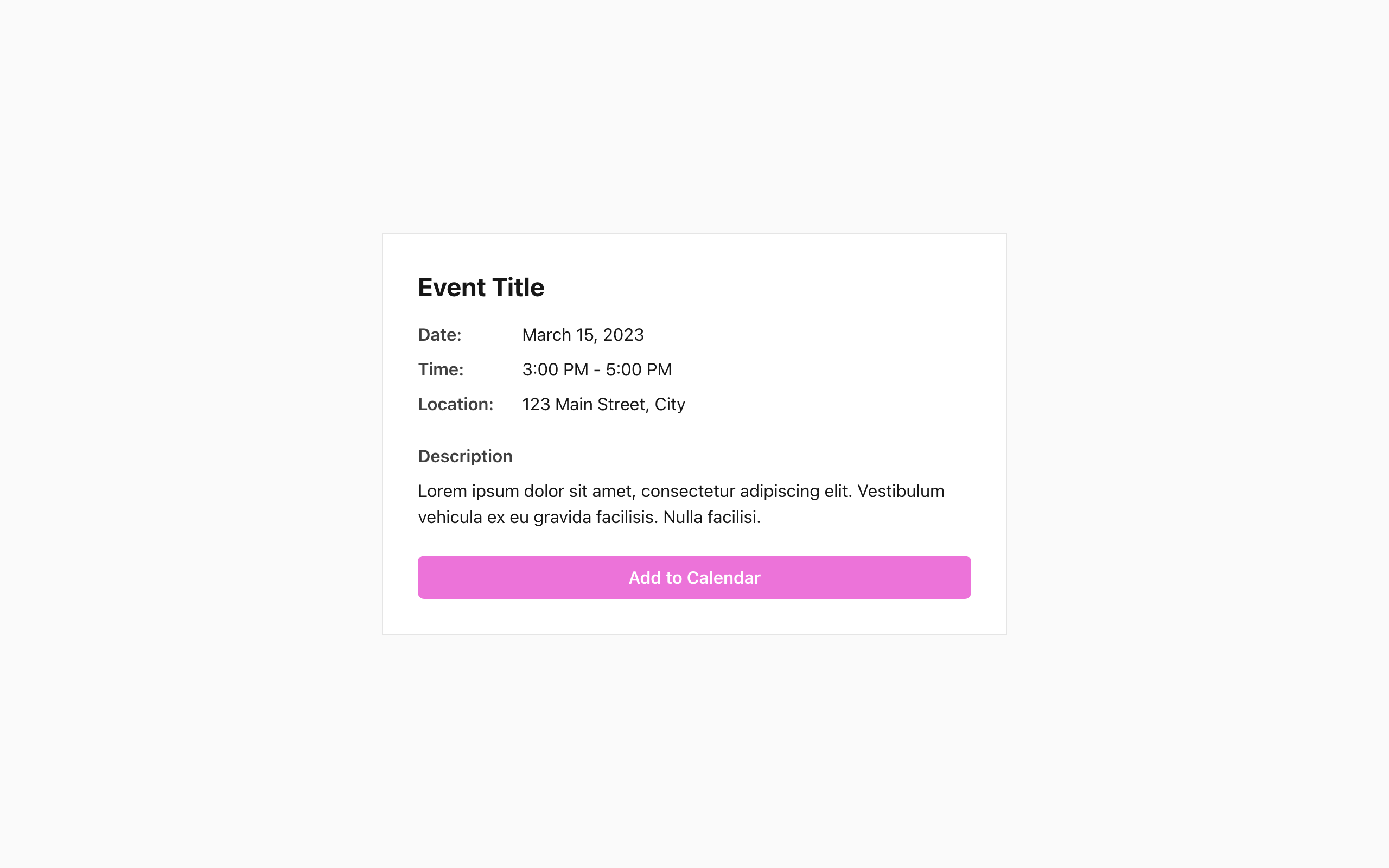 Wireframe example for Event Detail
