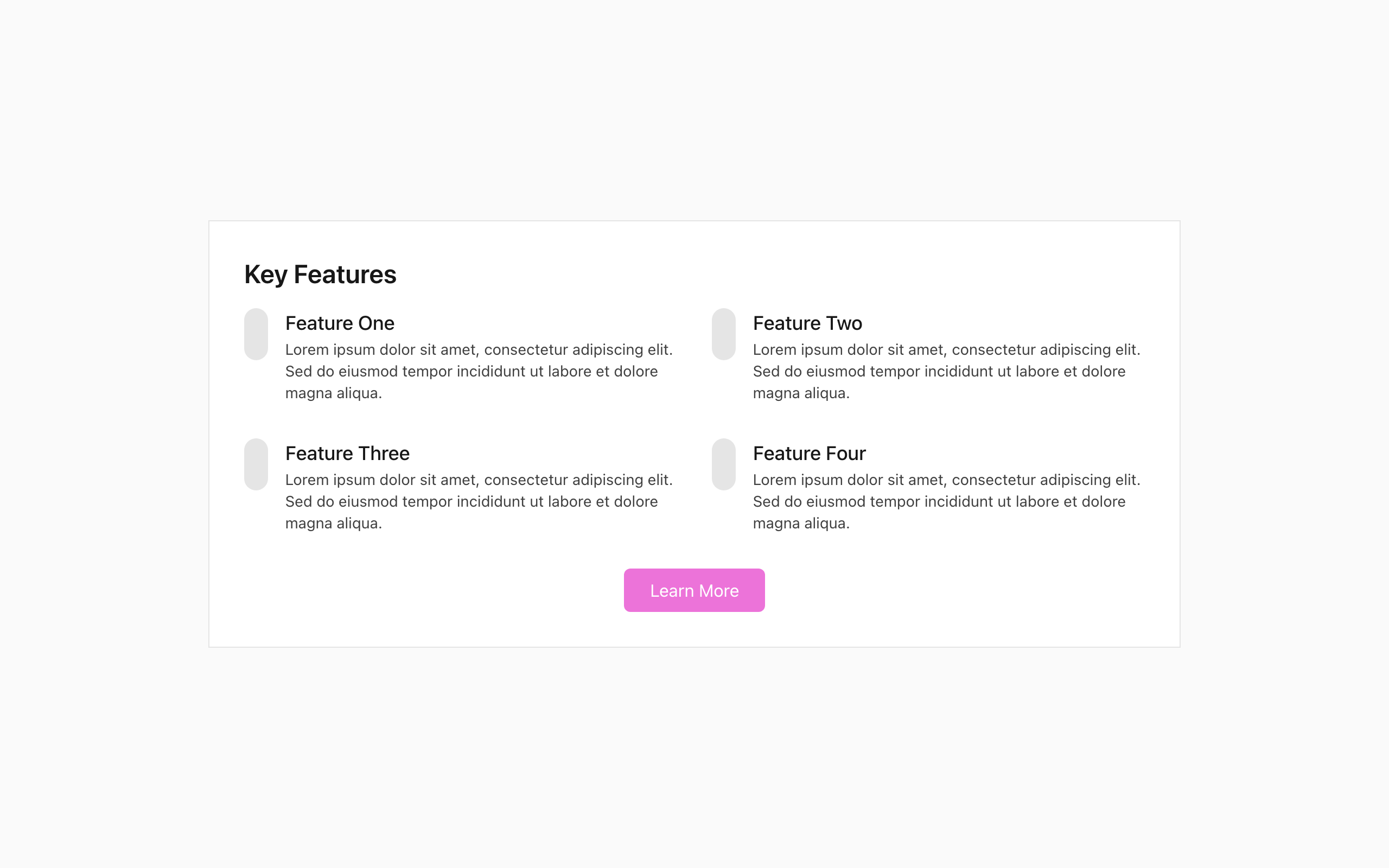 Wireframe example for Feature Section