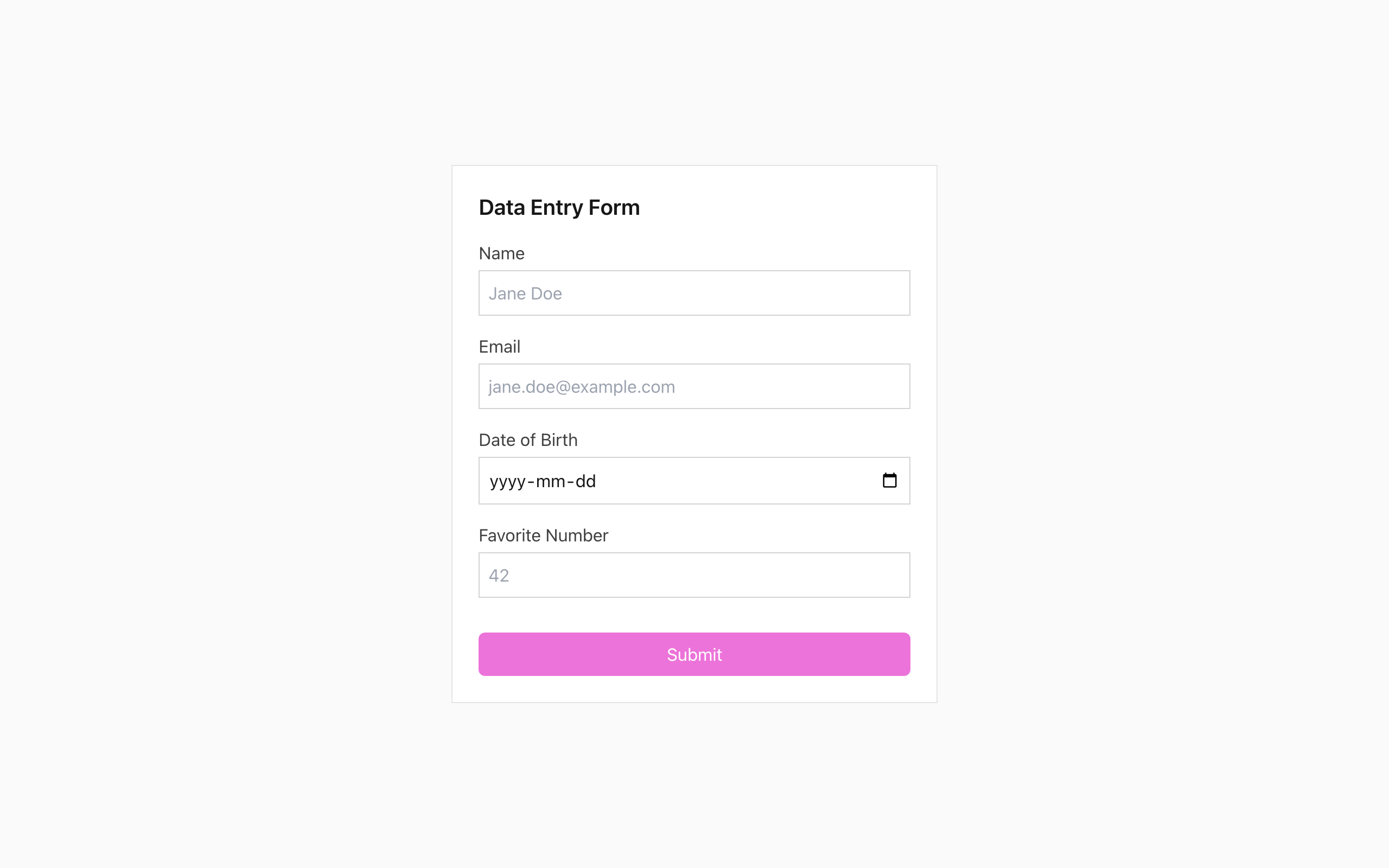 Wireframe example for Field