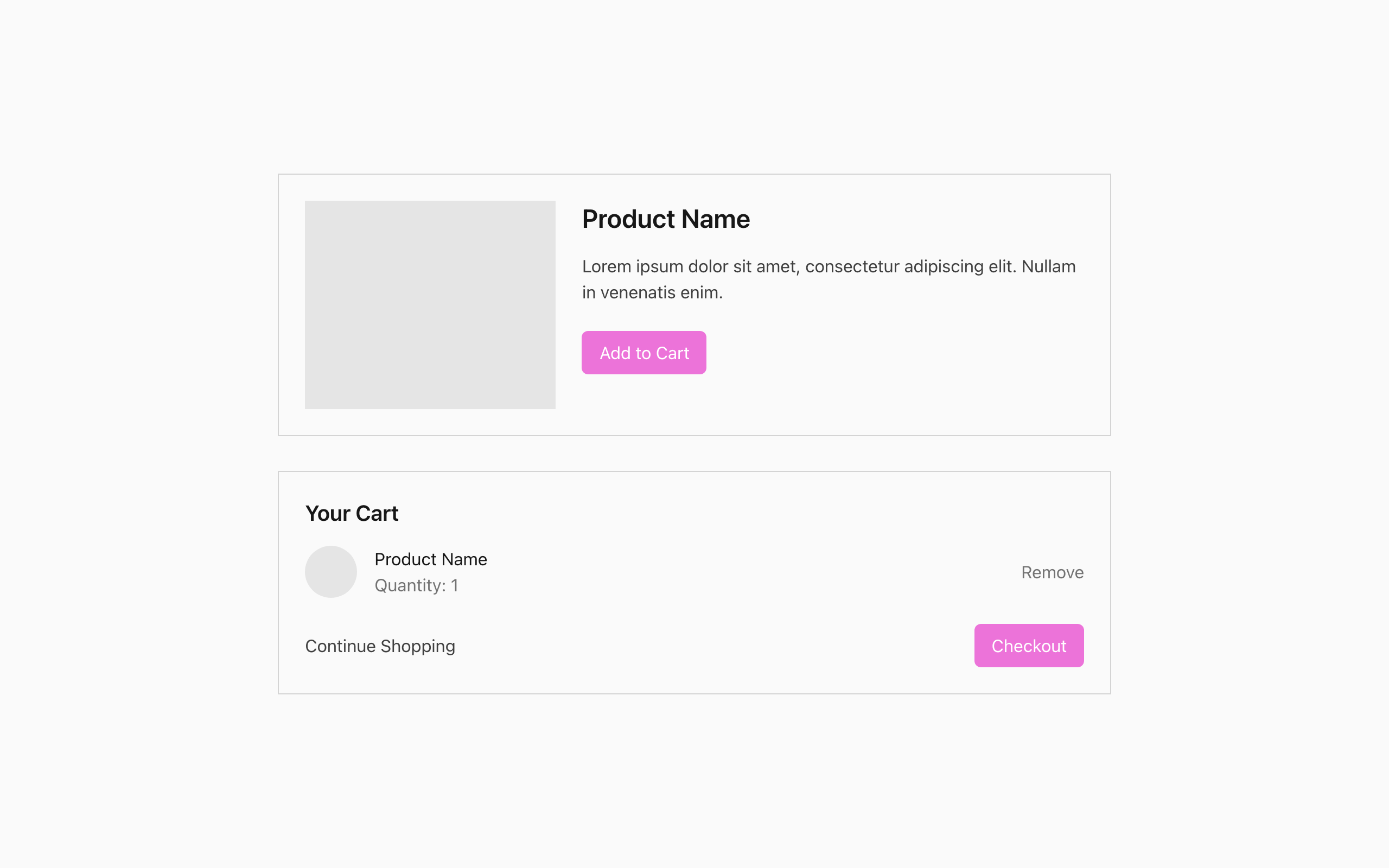 Wireframe example for Adding to Cart & Bag