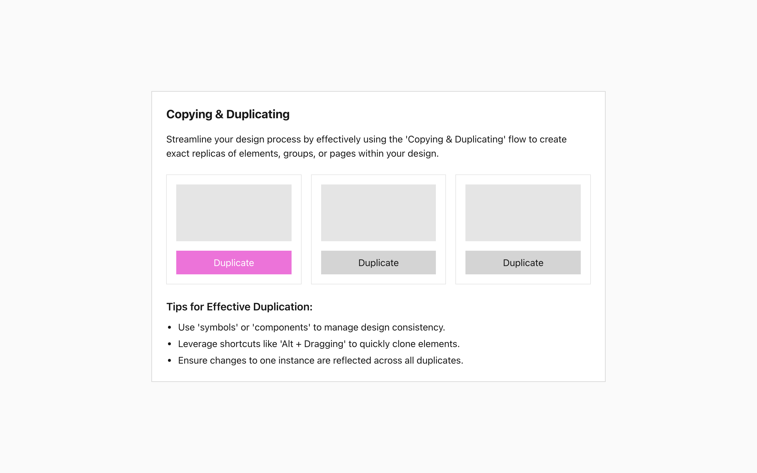 Wireframe example for Copying & Duplicating