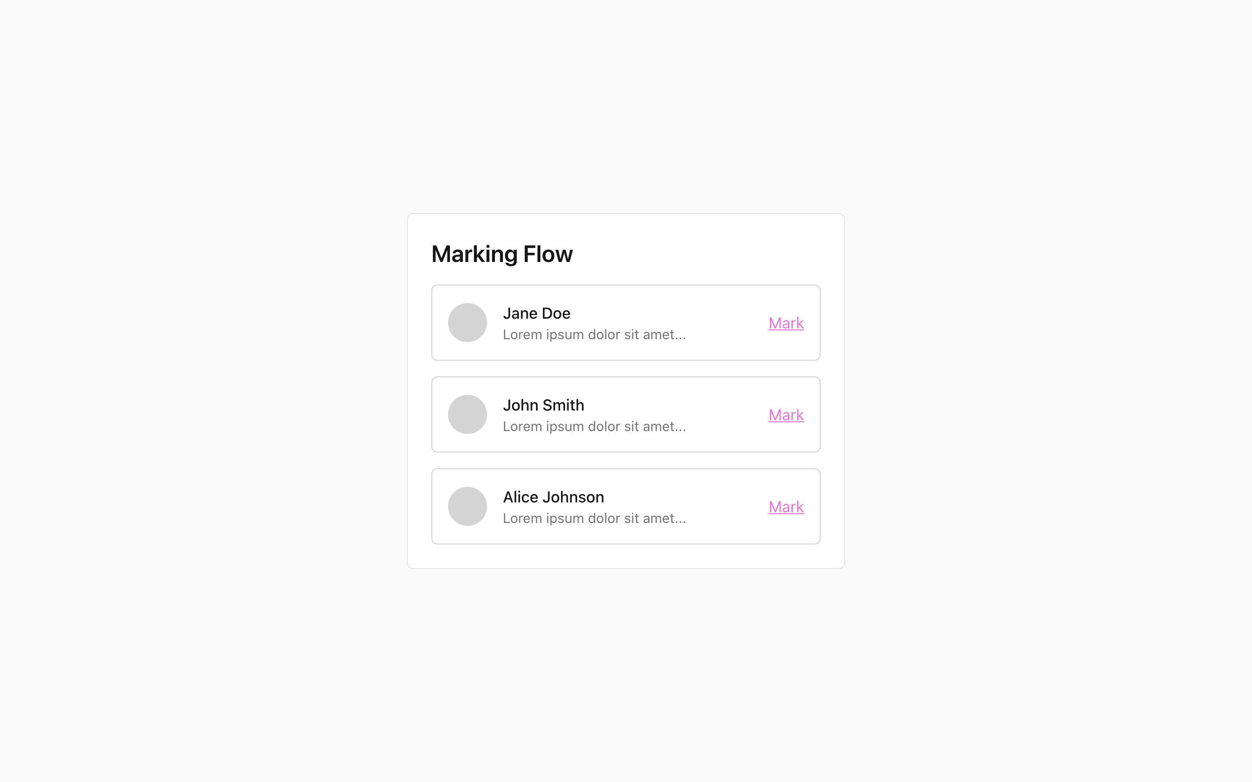 Wireframe example for Marking