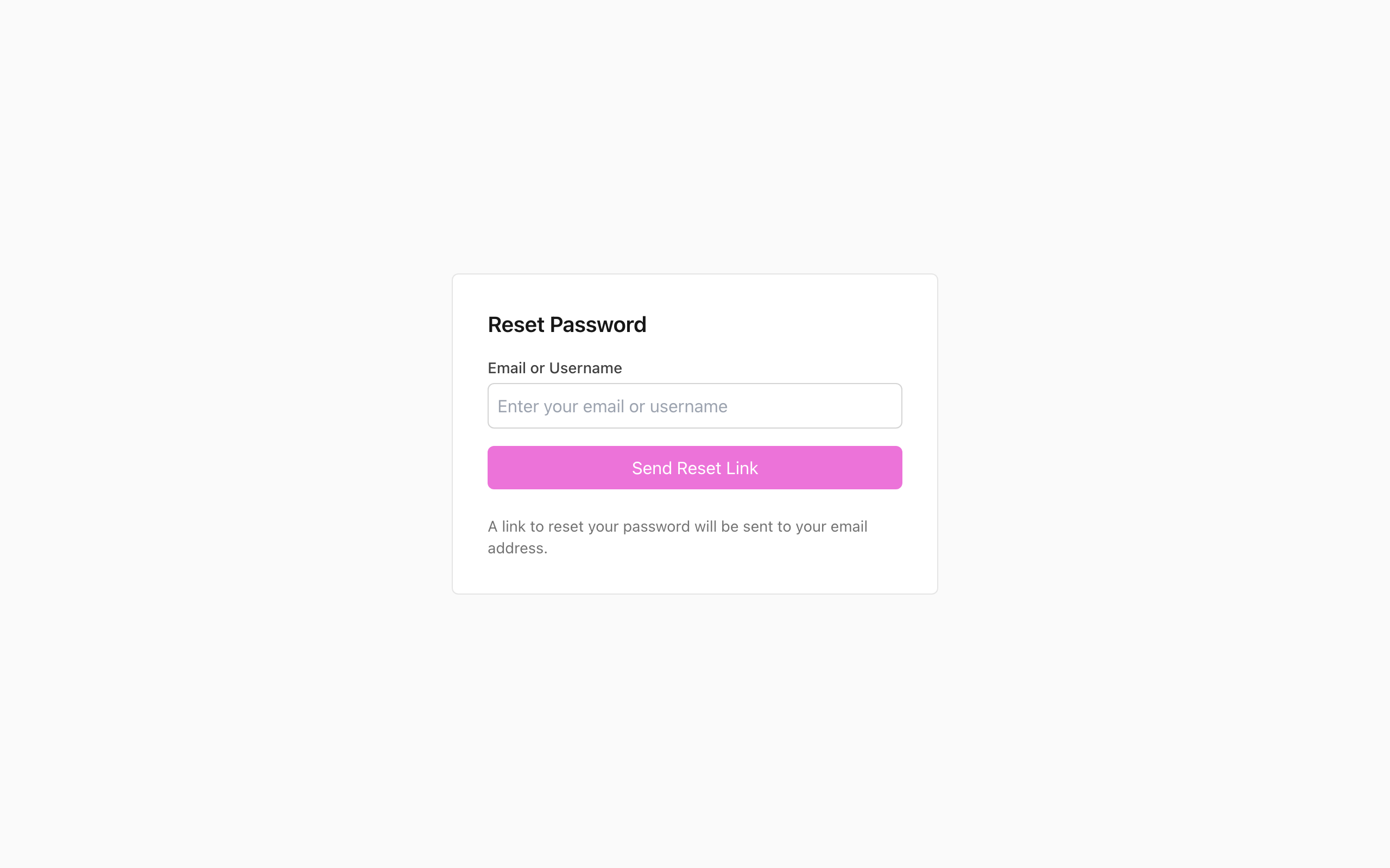 Wireframe example for Resetting Password