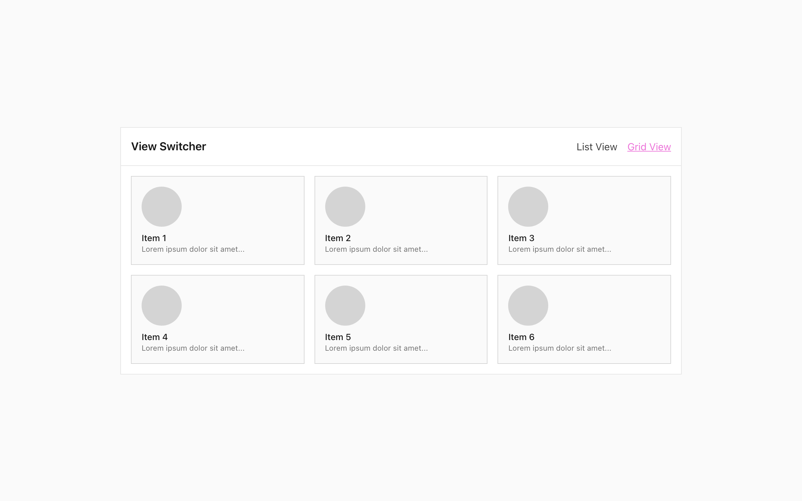 Wireframe example for Switching View