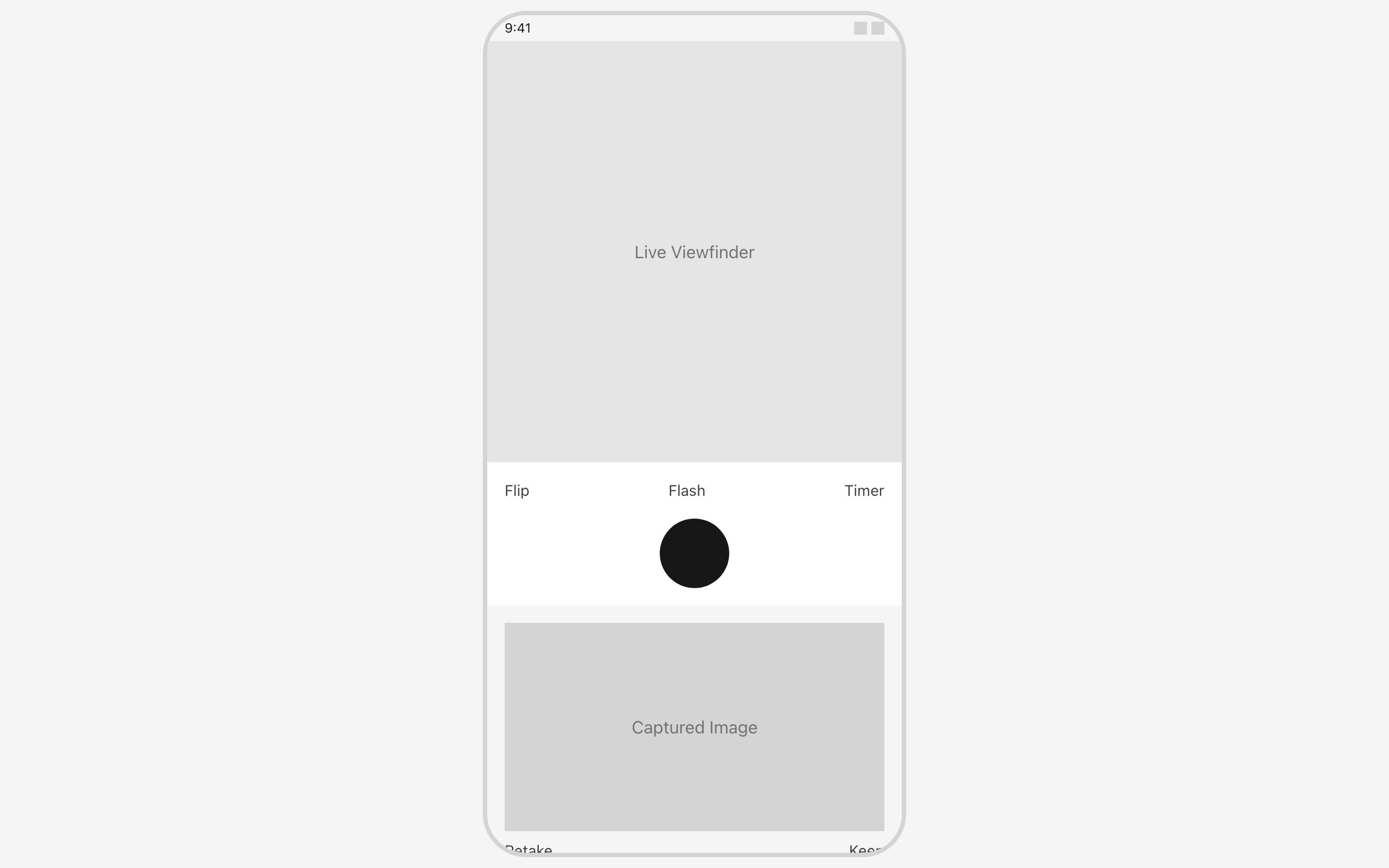 Wireframe example for Taking Photos