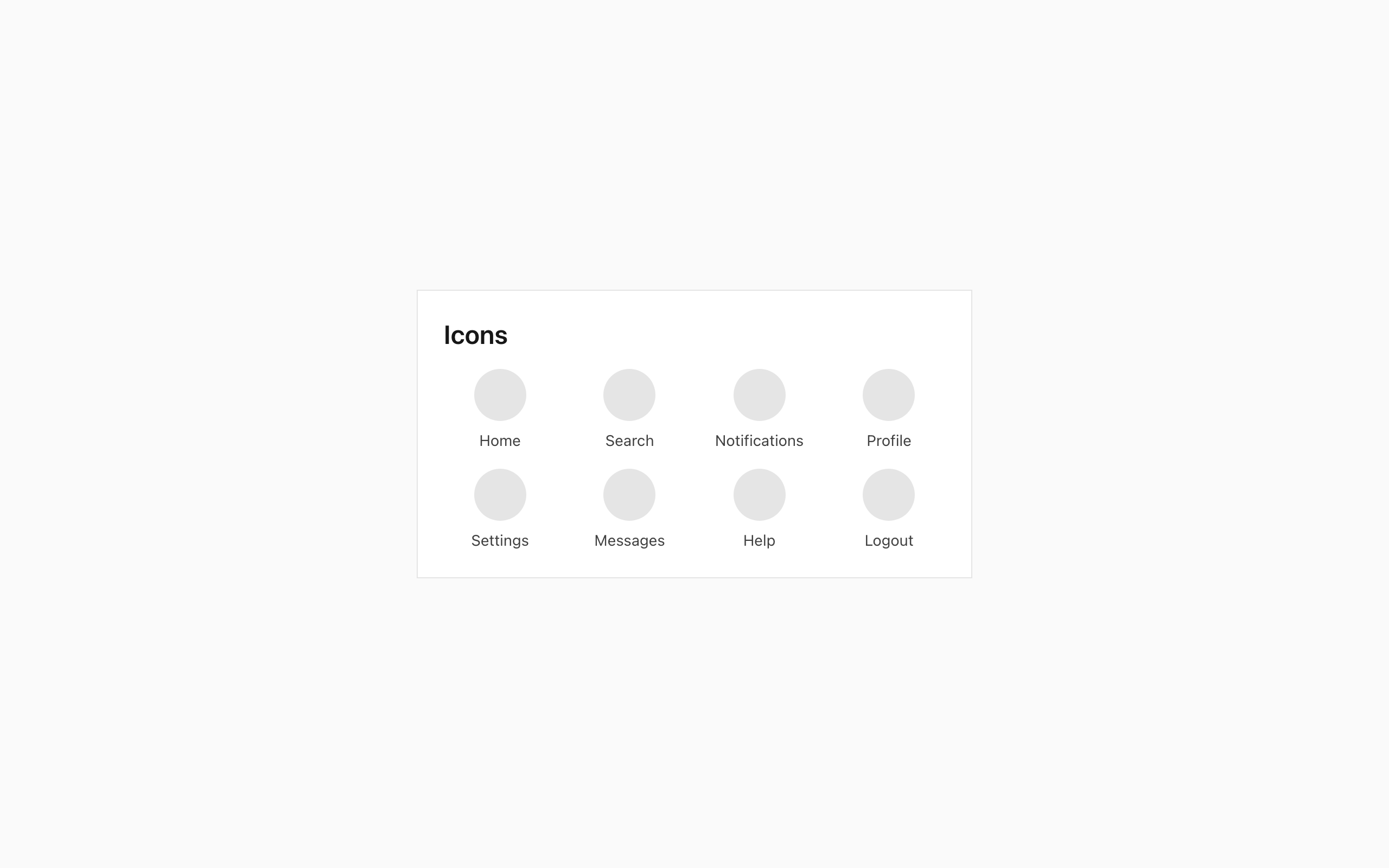 Wireframe example for Icons