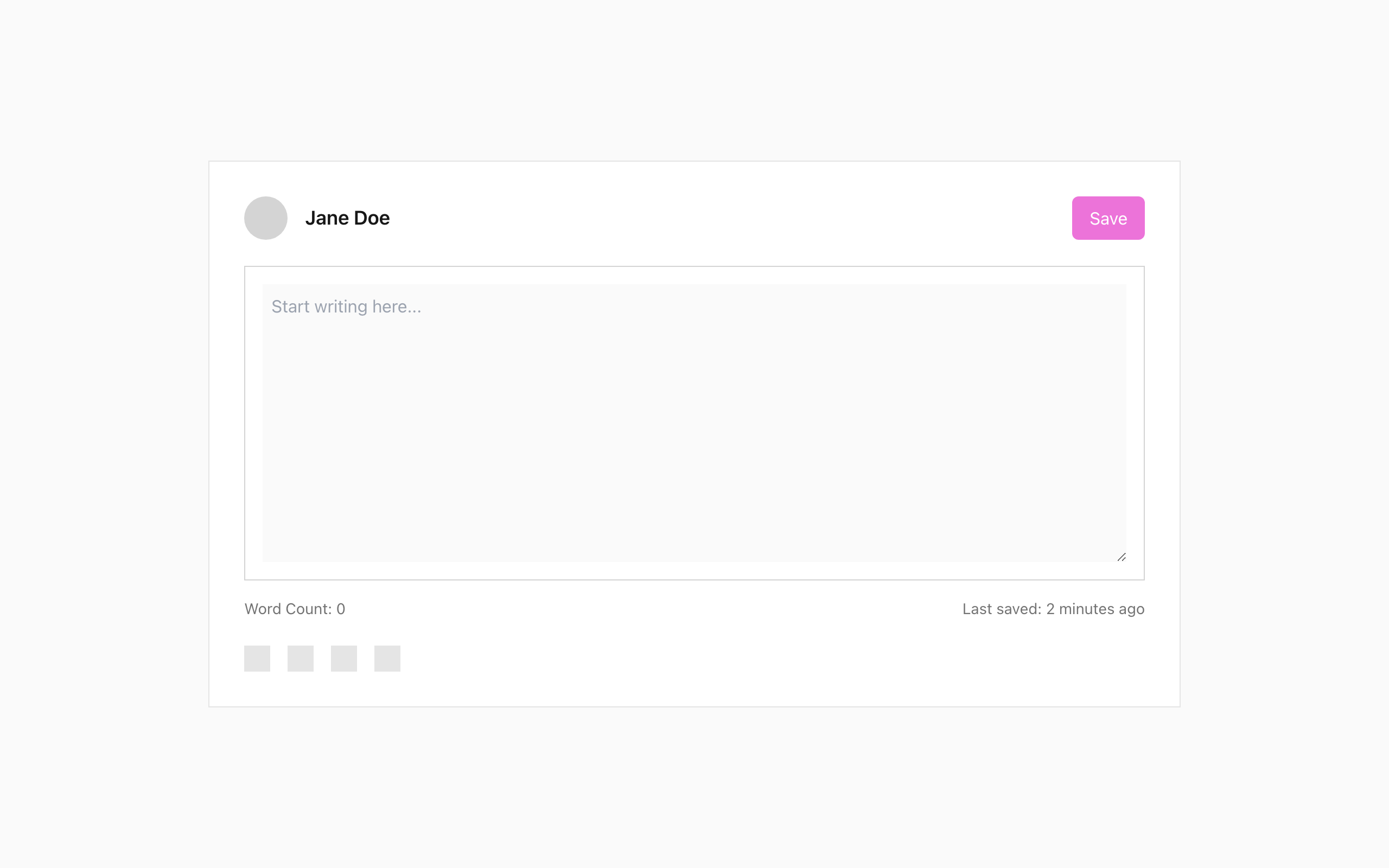 Wireframe example for Writing