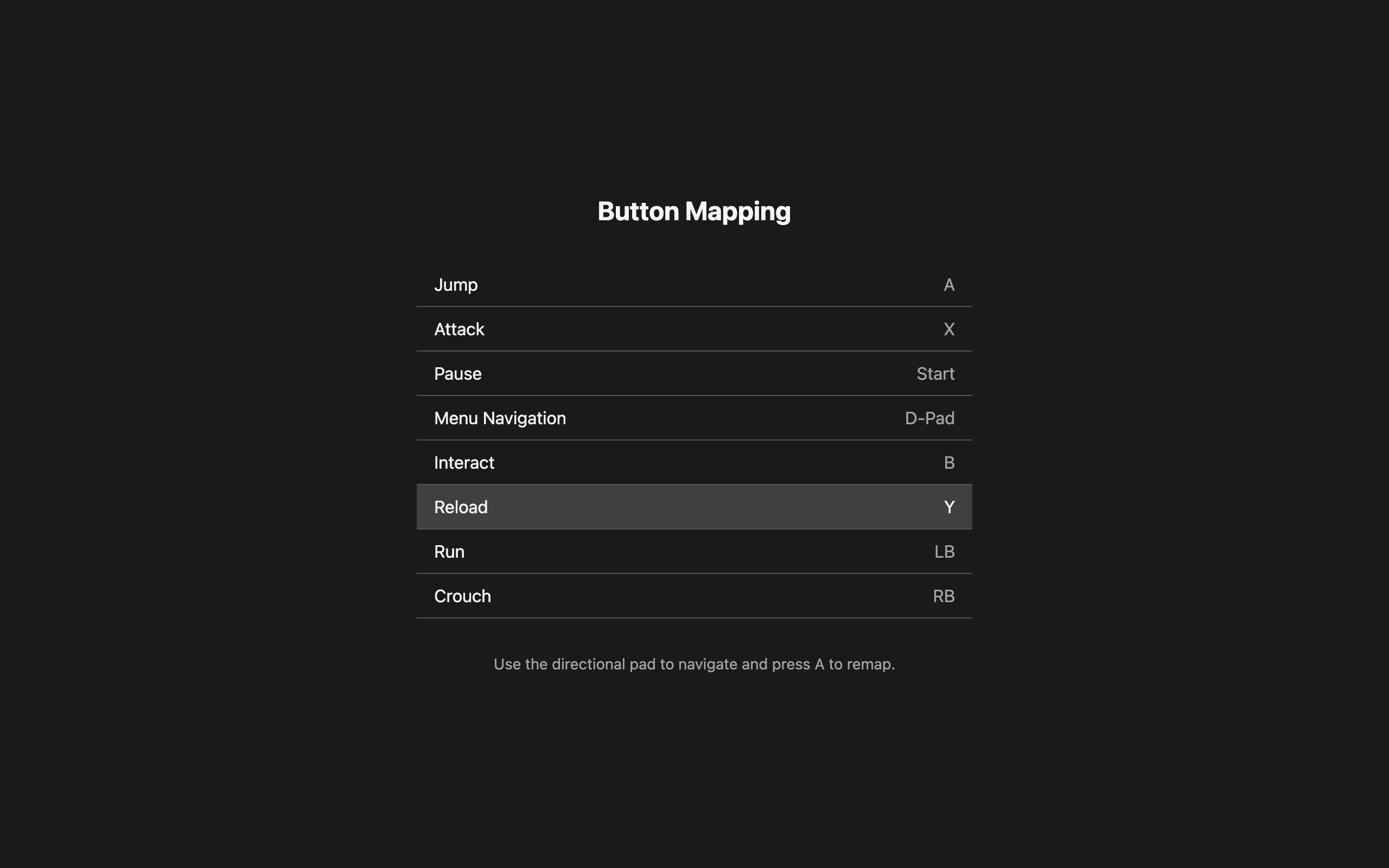 Wireframe example for Button Mapping Screen