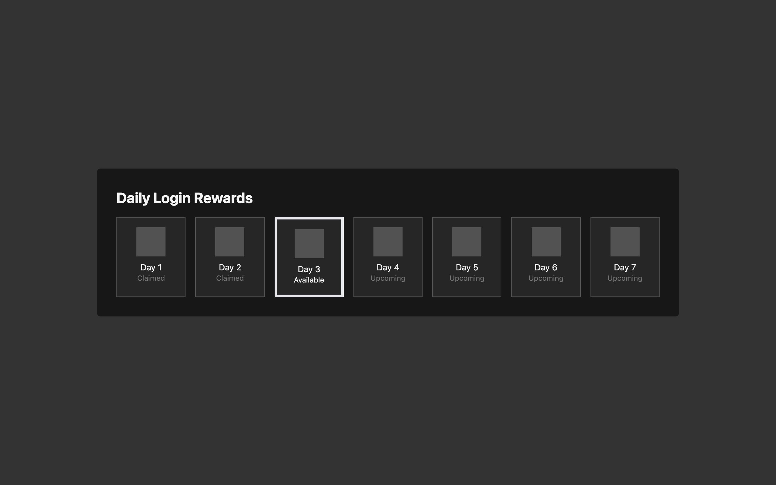 Wireframe example for Daily Login Rewards UI