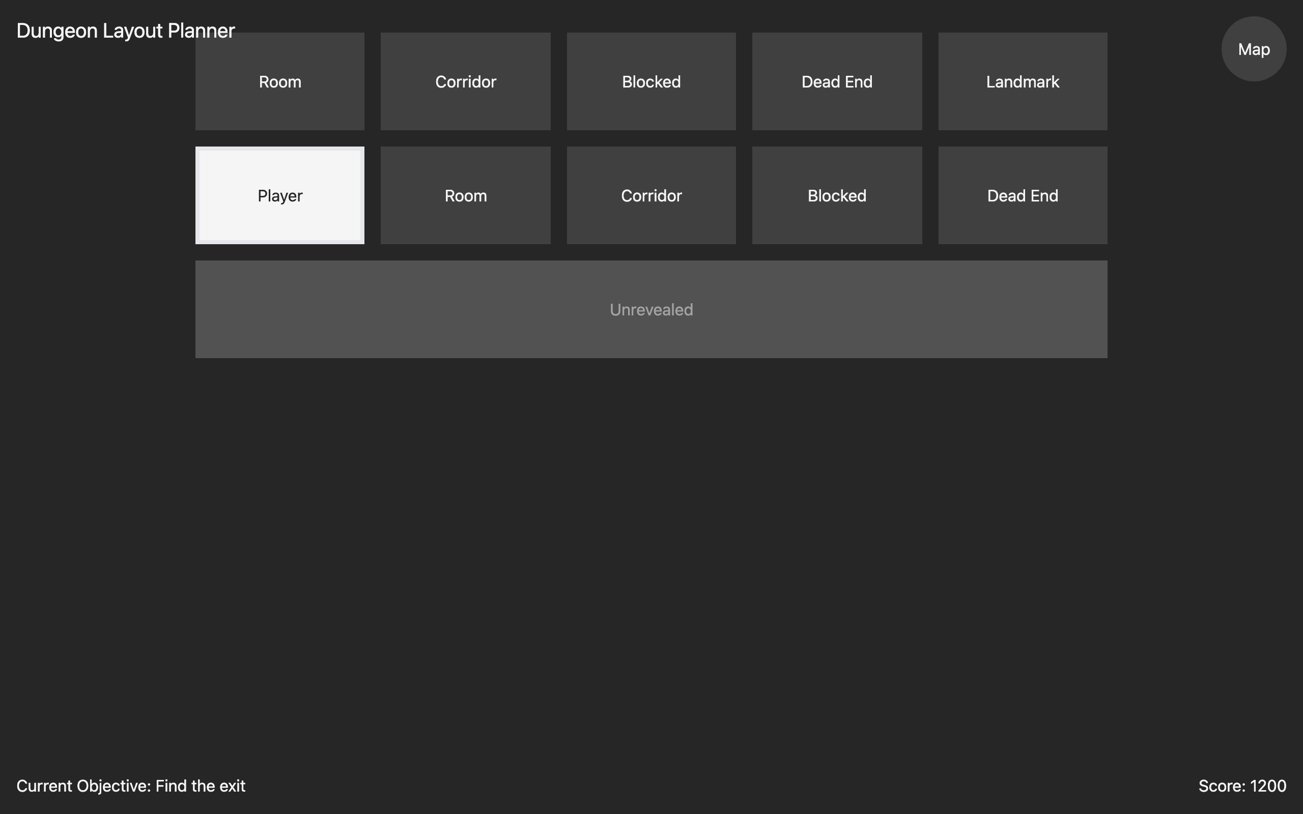 Wireframe example for Dungeon Layout Planner