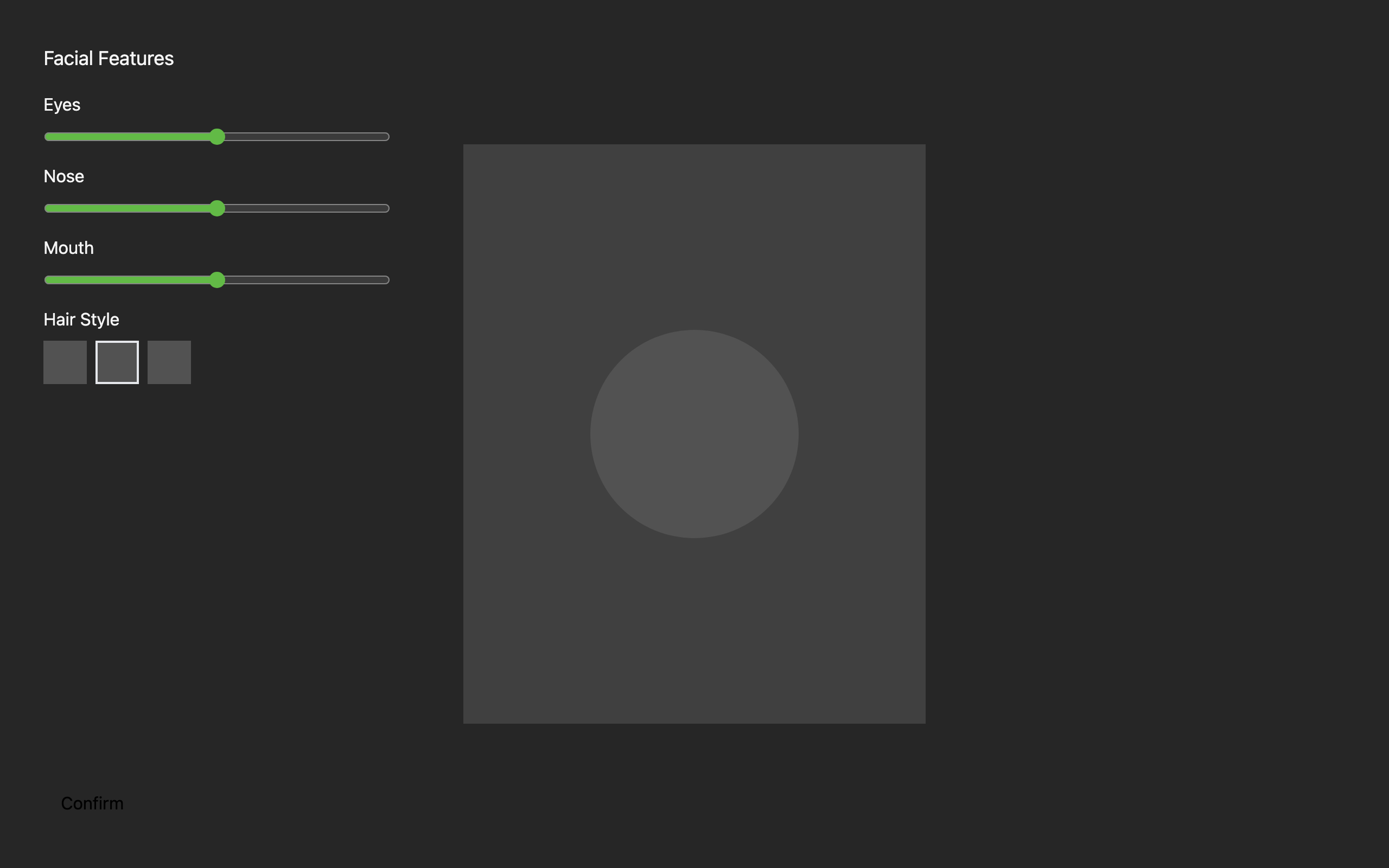 Wireframe example for Facial Feature Customization