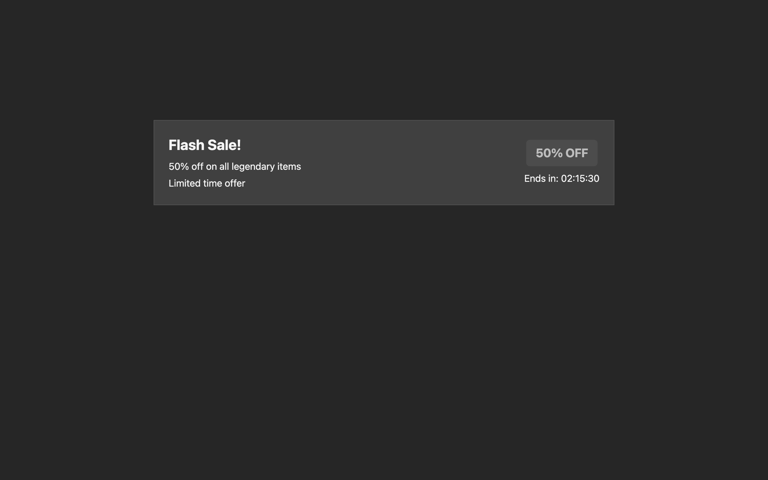 Wireframe example for Flash Sale Banner