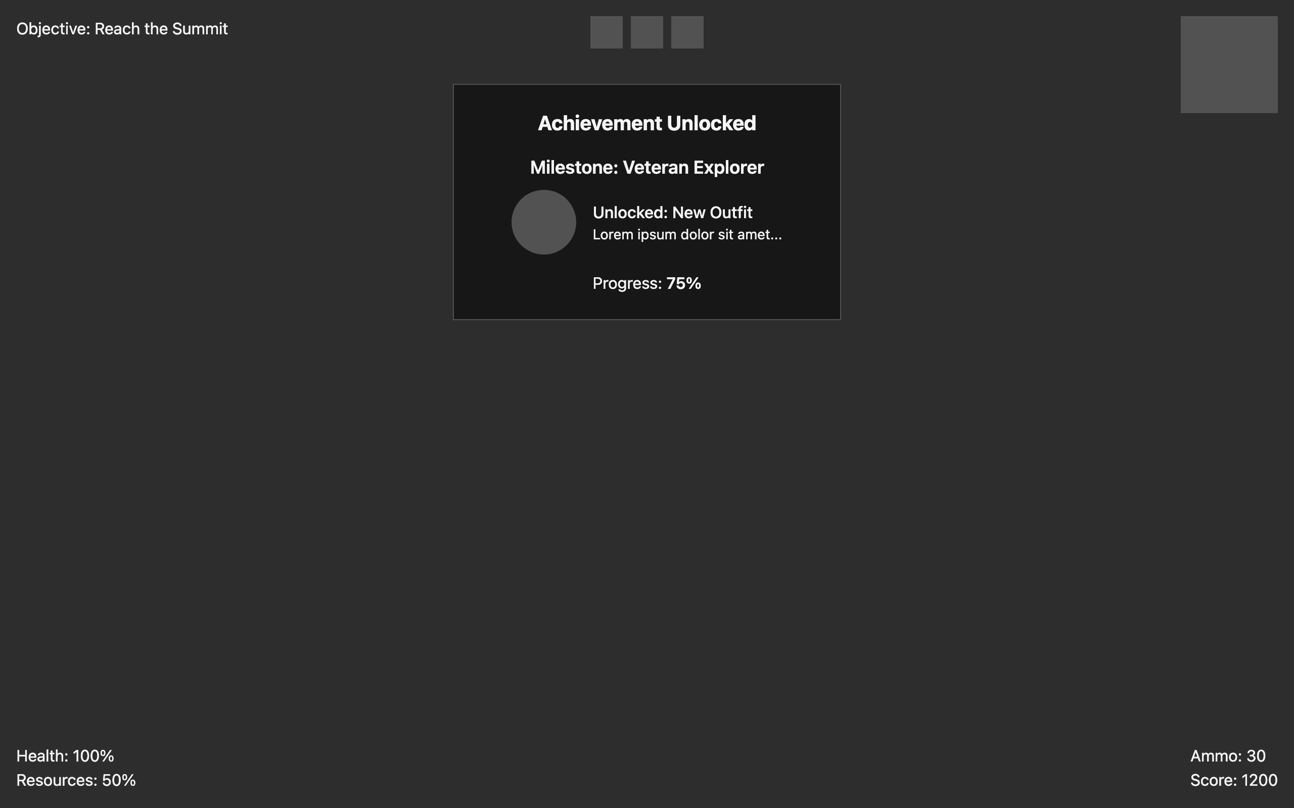 Wireframe example for Progress Rewards Notification