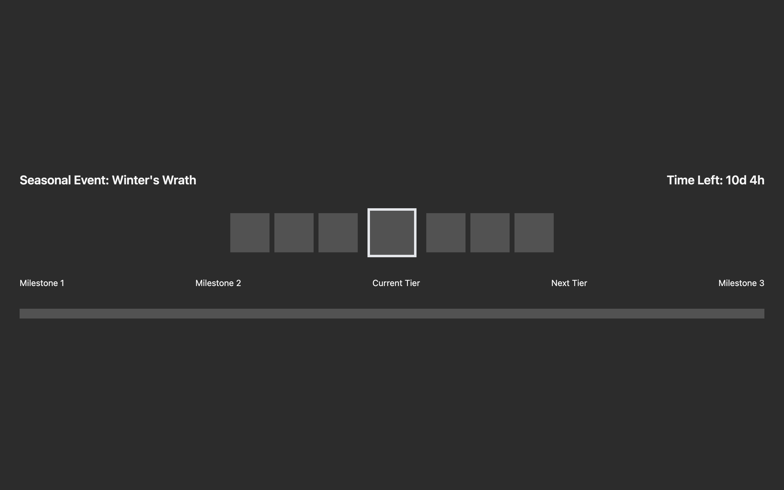 Wireframe example for Seasonal Event Tracker