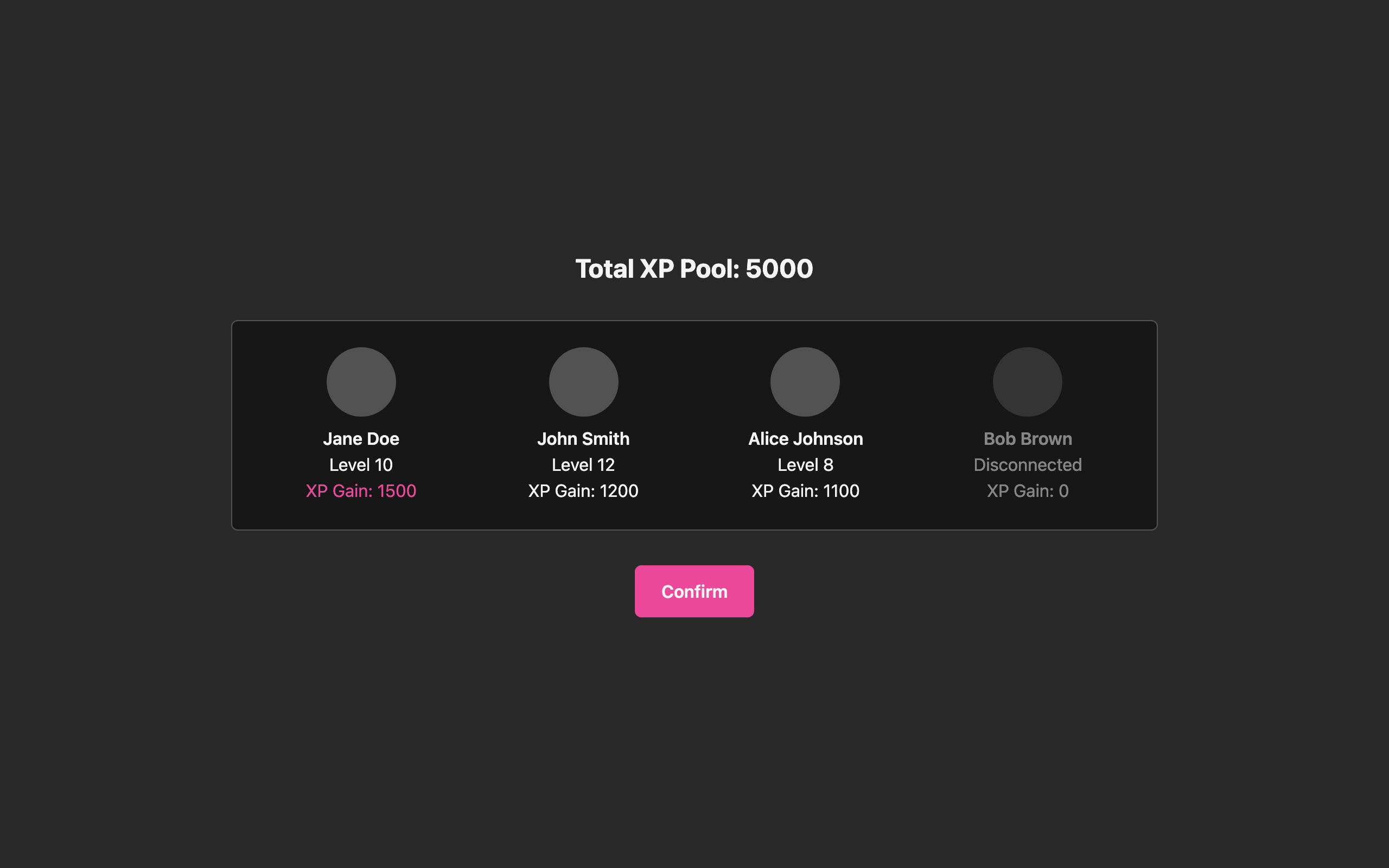 Wireframe example for Shared Experience Pool