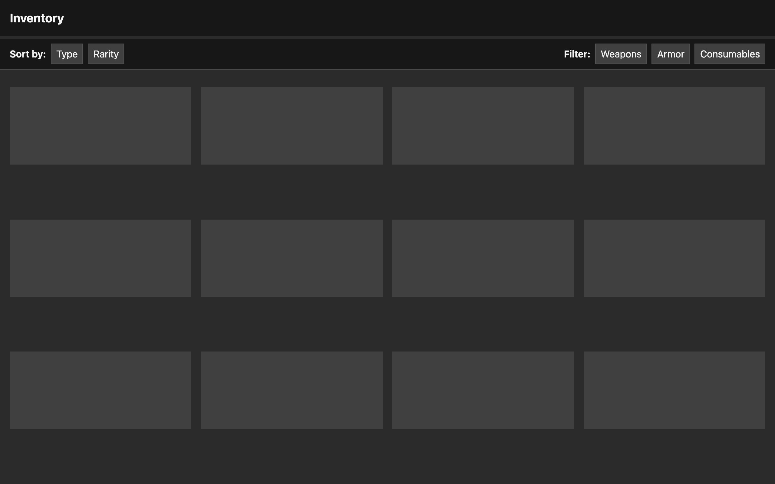 Wireframe example for Sorting & Filter Controls