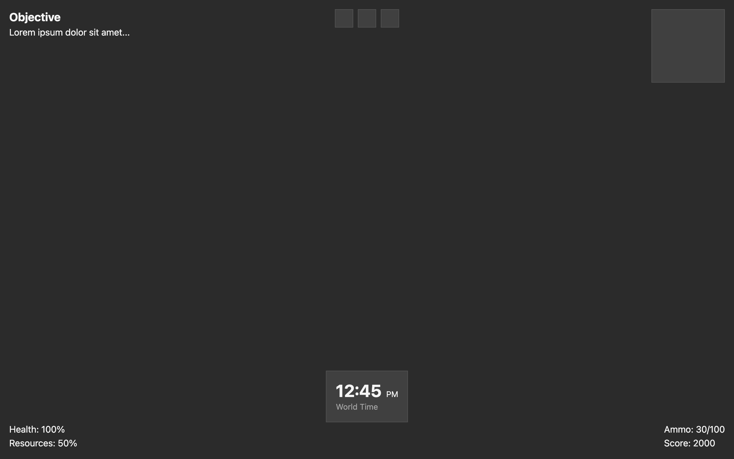 Wireframe example for Time/Clock Display