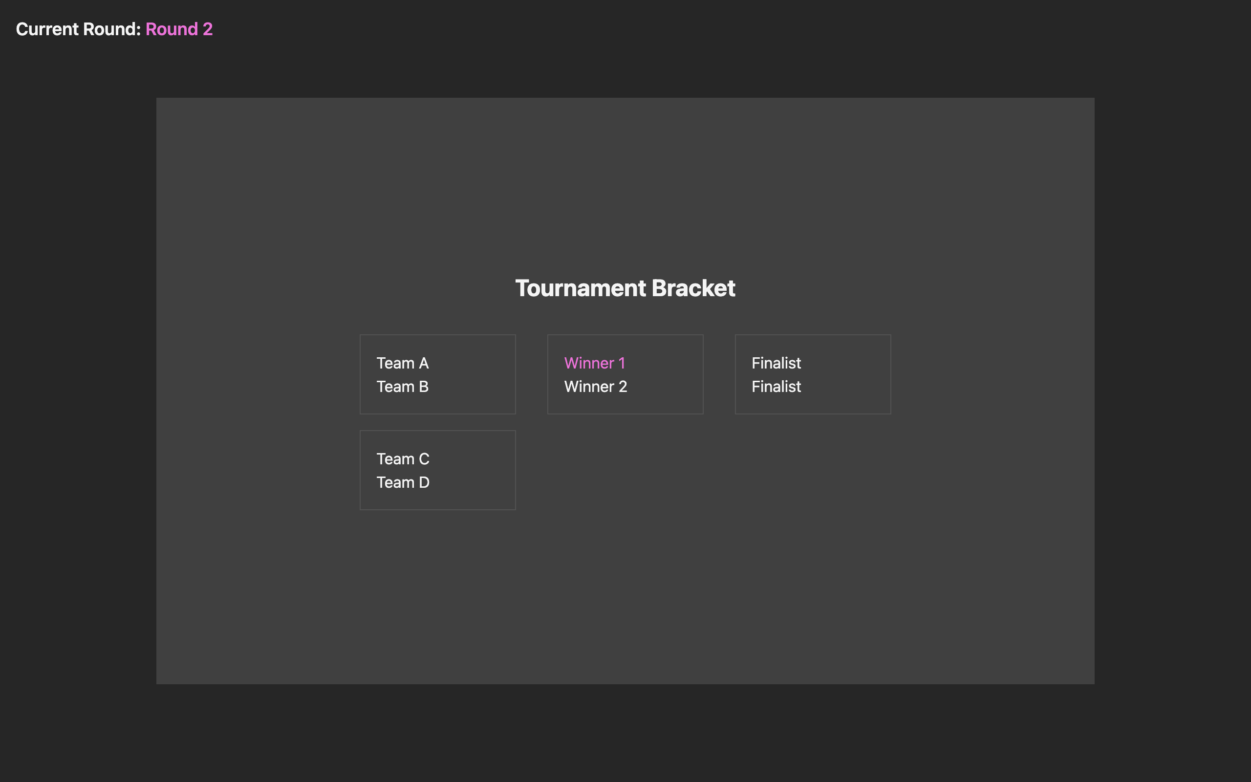 Wireframe example for Tournament/Bracket Screen
