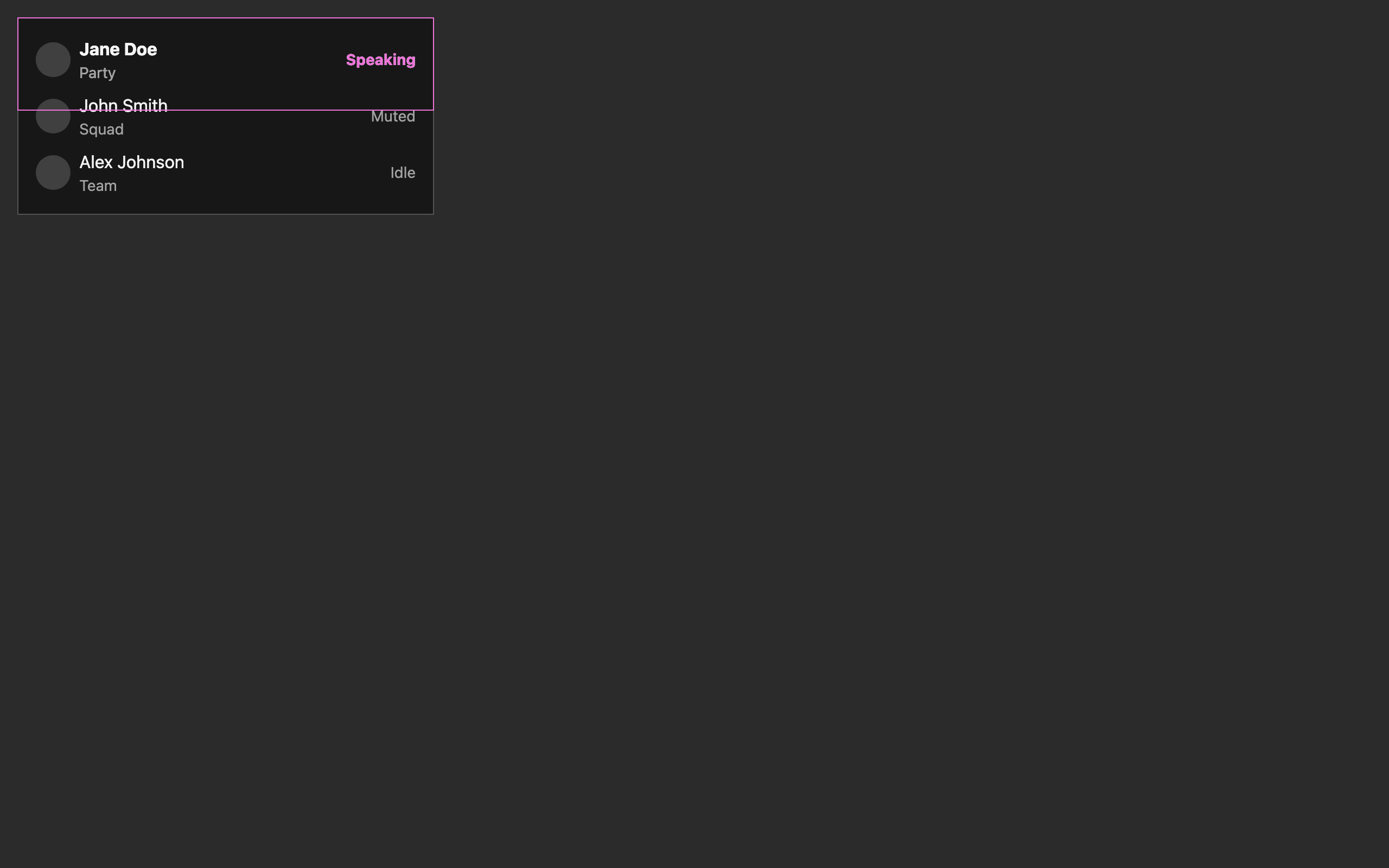 Wireframe example for Voice Chat Overlay