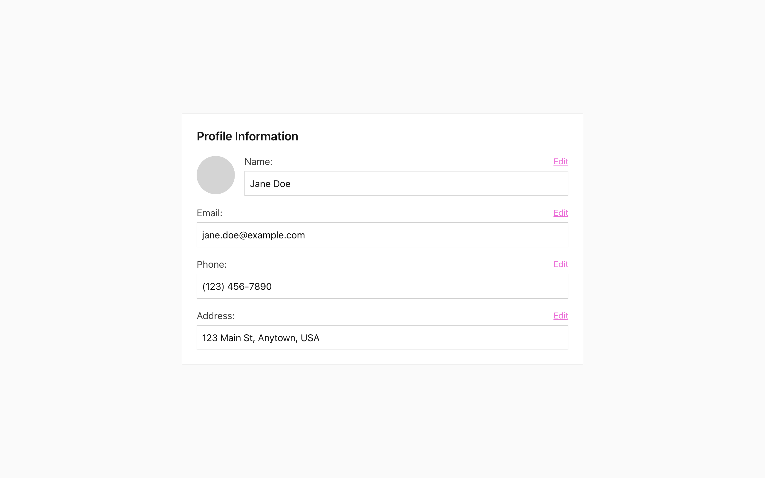 Wireframe example for Inline edit