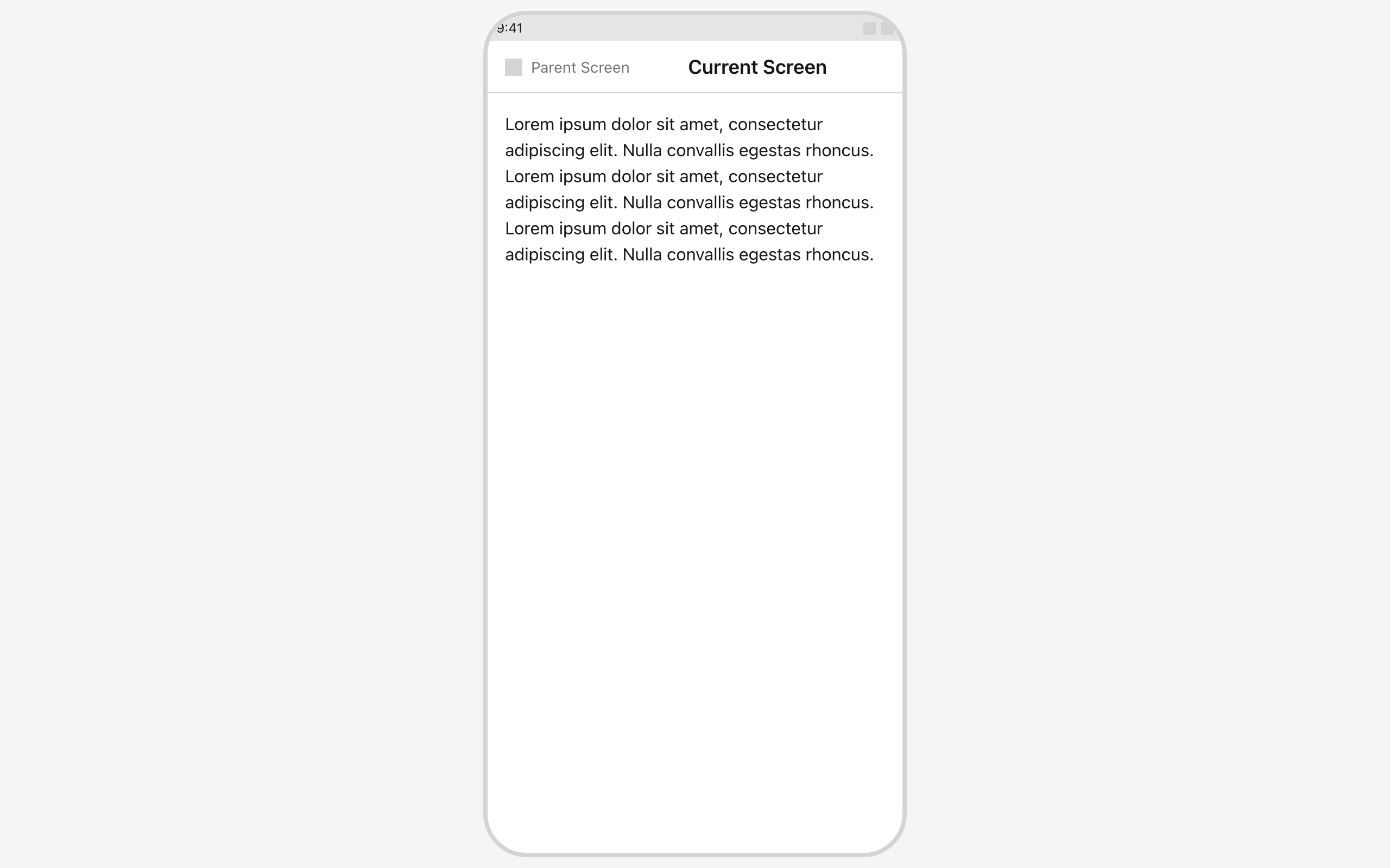 Wireframe example for Mobile Back-Stack Header