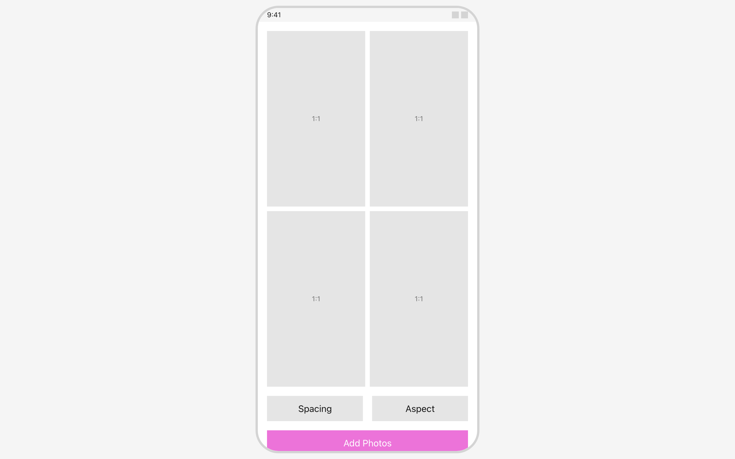 Wireframe example for Photo Collage / Layout Maker