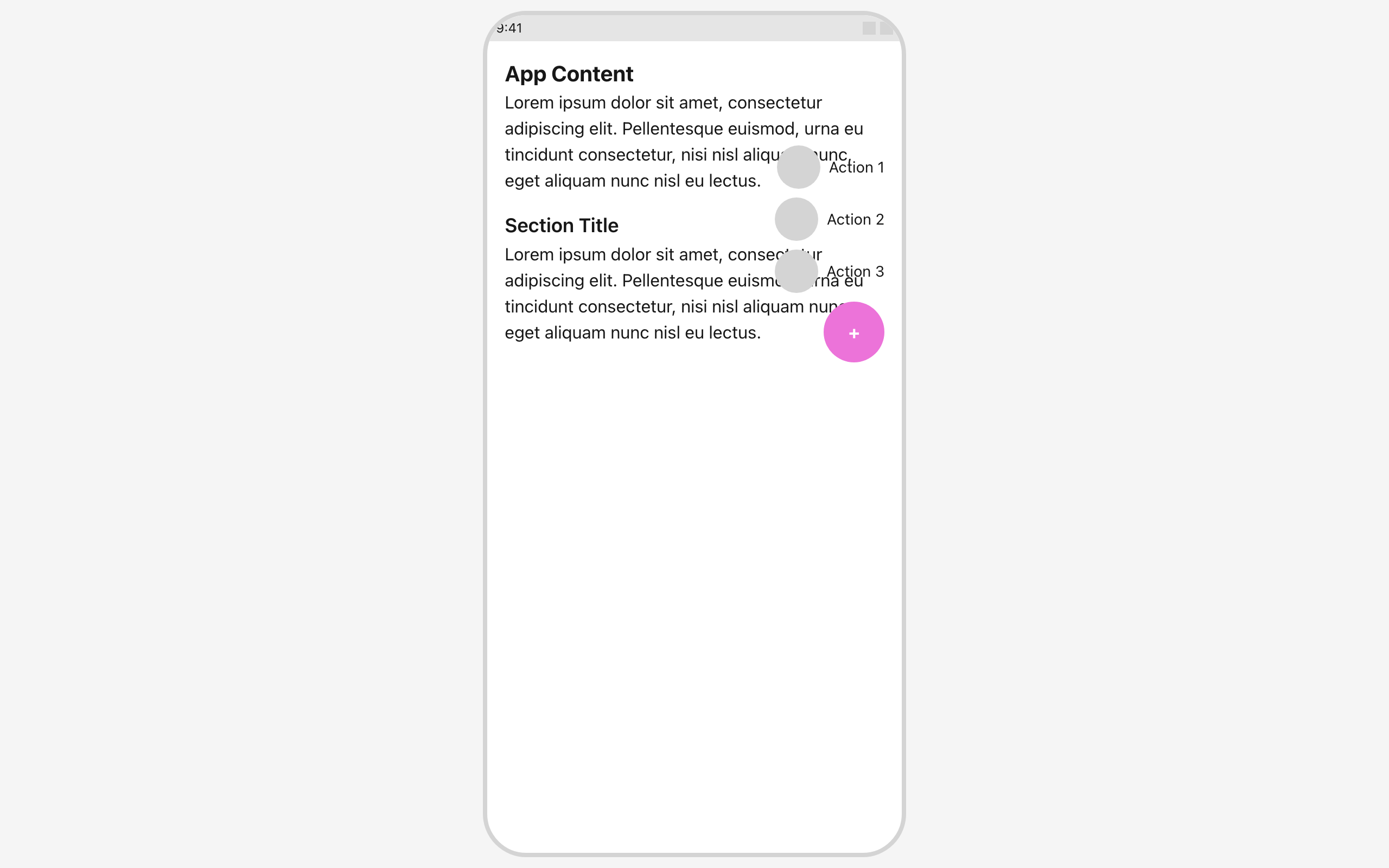 Wireframe example for Floating Action Button Menu
