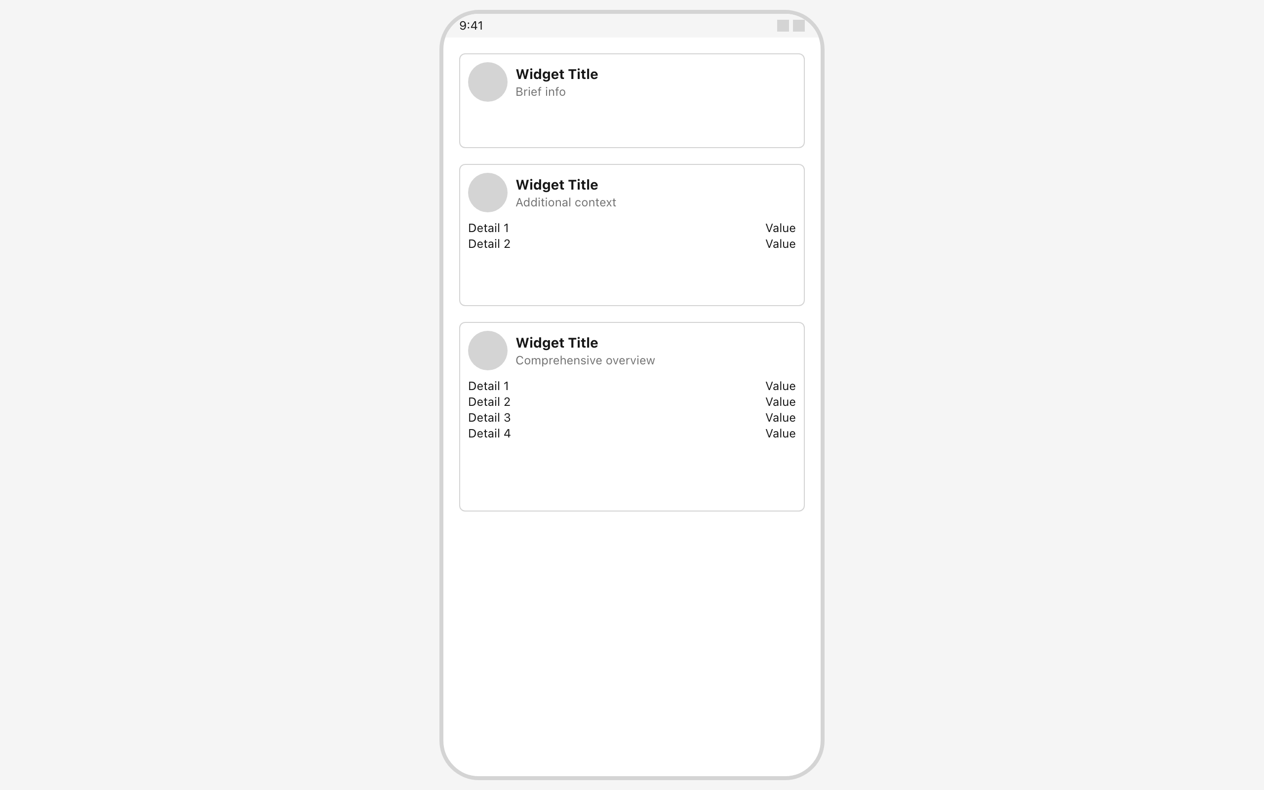 Wireframe example for Home-Screen Widget (S/M/L)