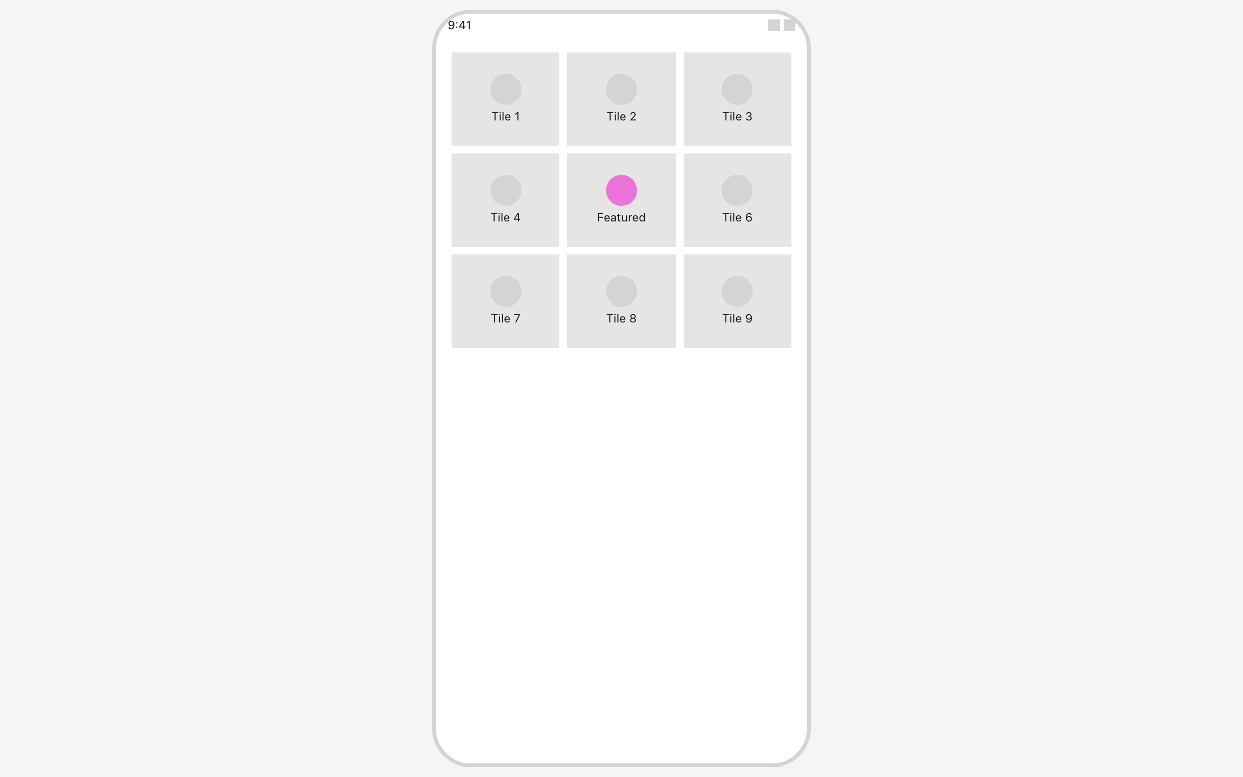 Wireframe example for Mini Control Center Tile