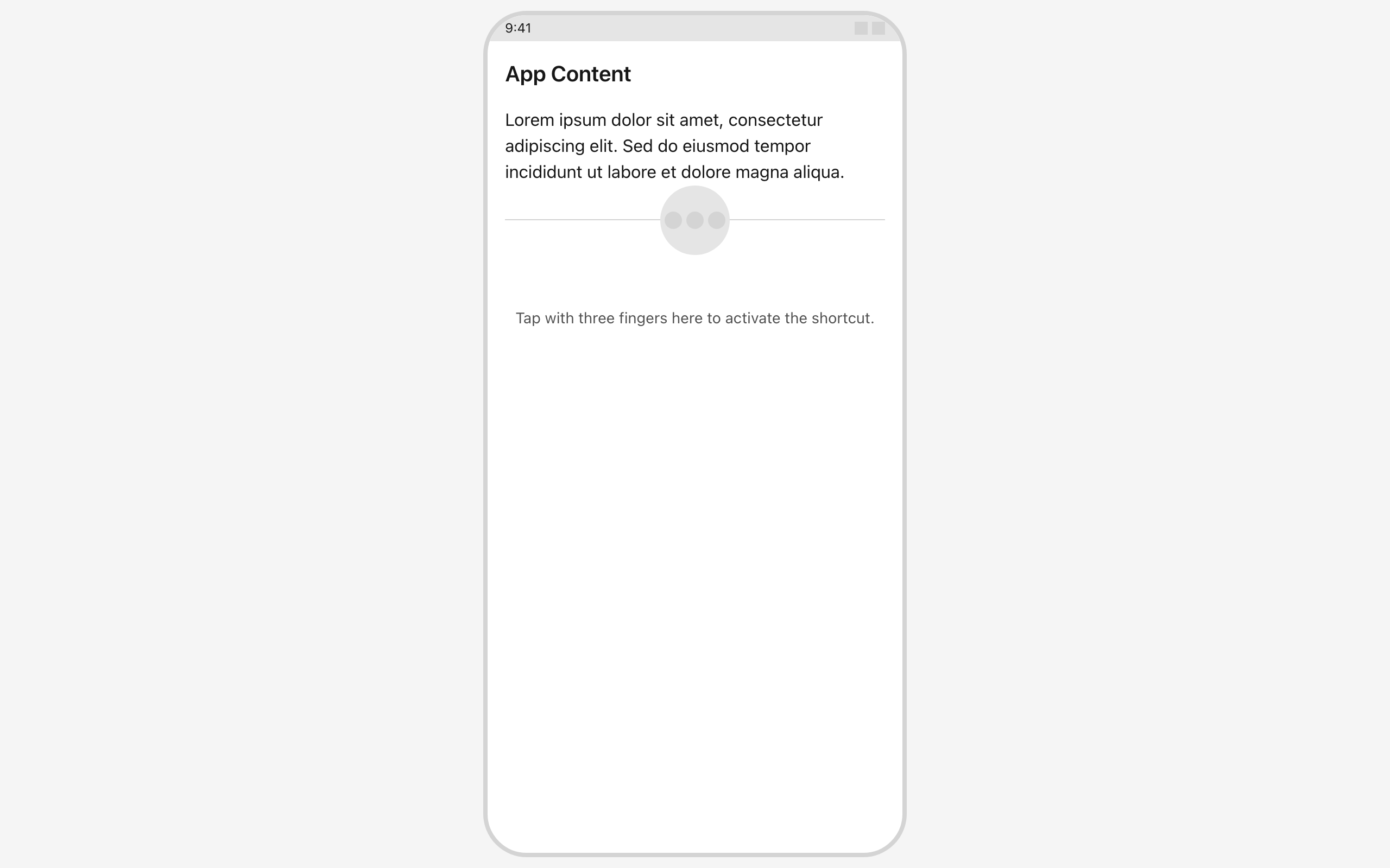 Wireframe example for Multi-Touch Shortcut Gesture