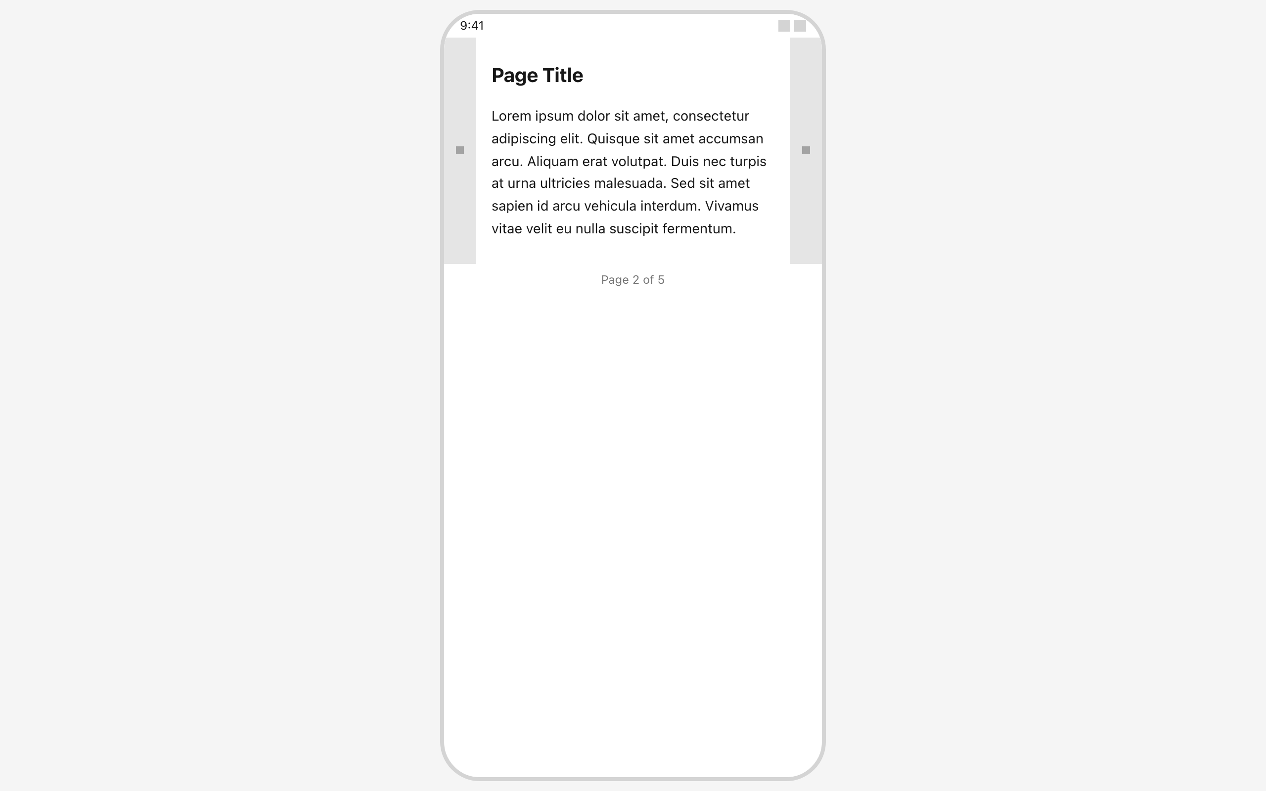 Wireframe example for Swipe Between Pages