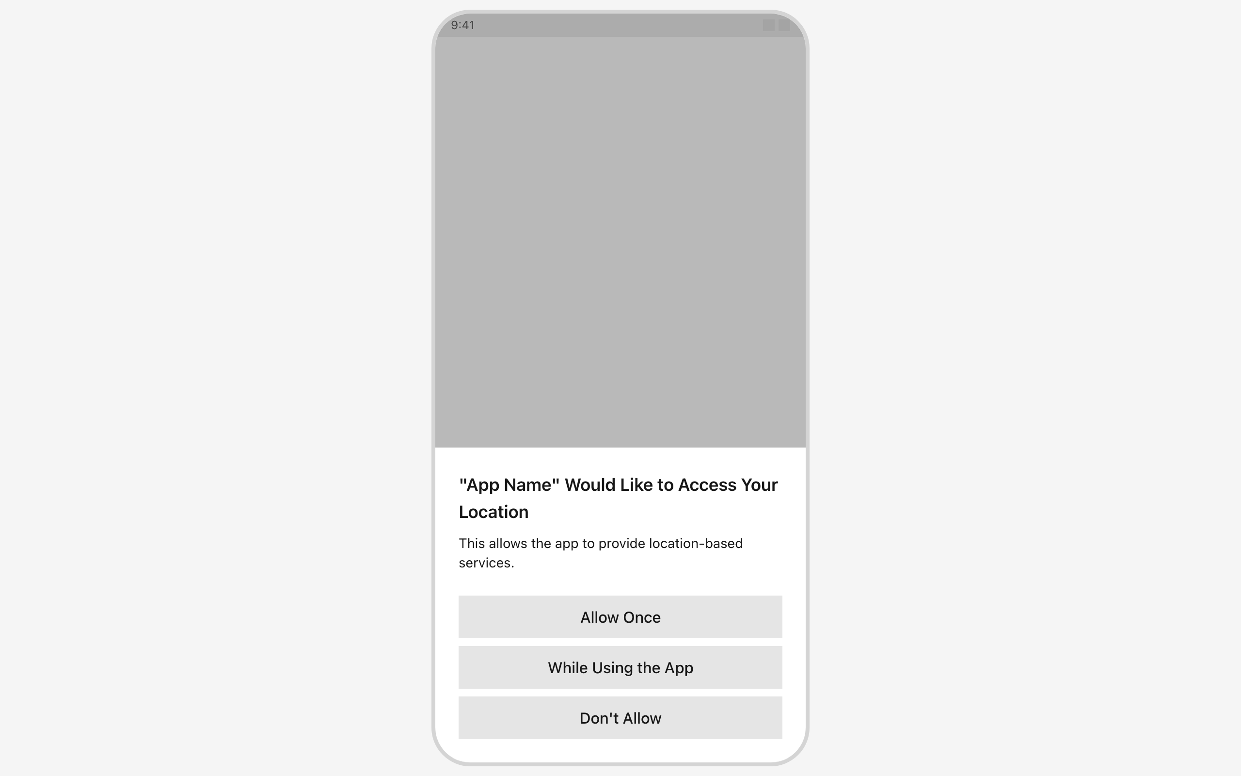 Wireframe example for OS Permission Request Sheet