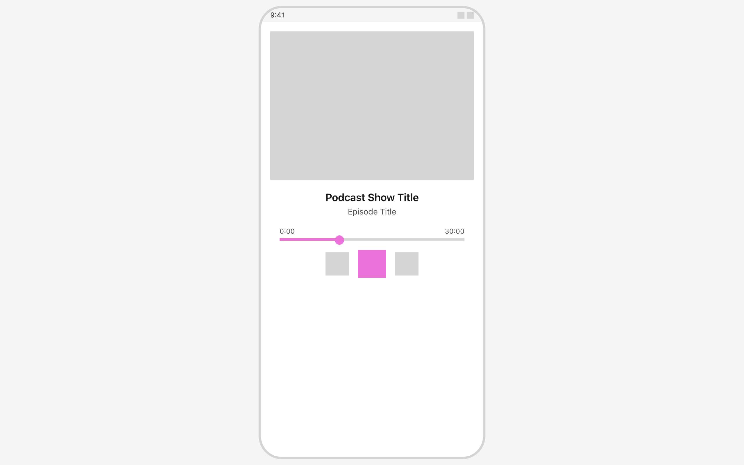 Wireframe example for Podcast Player Screen