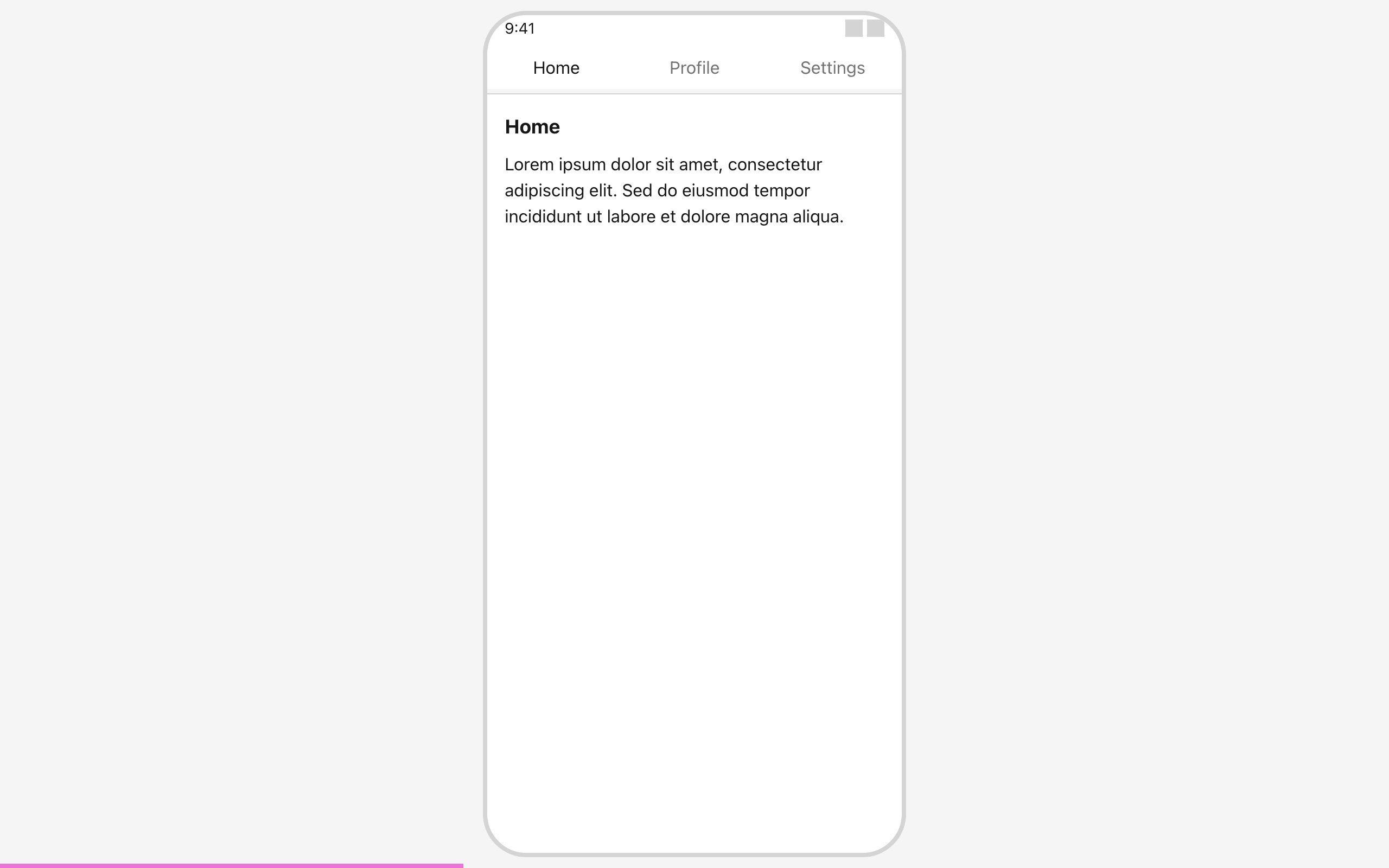 Wireframe example for Segmented Control Page Switcher