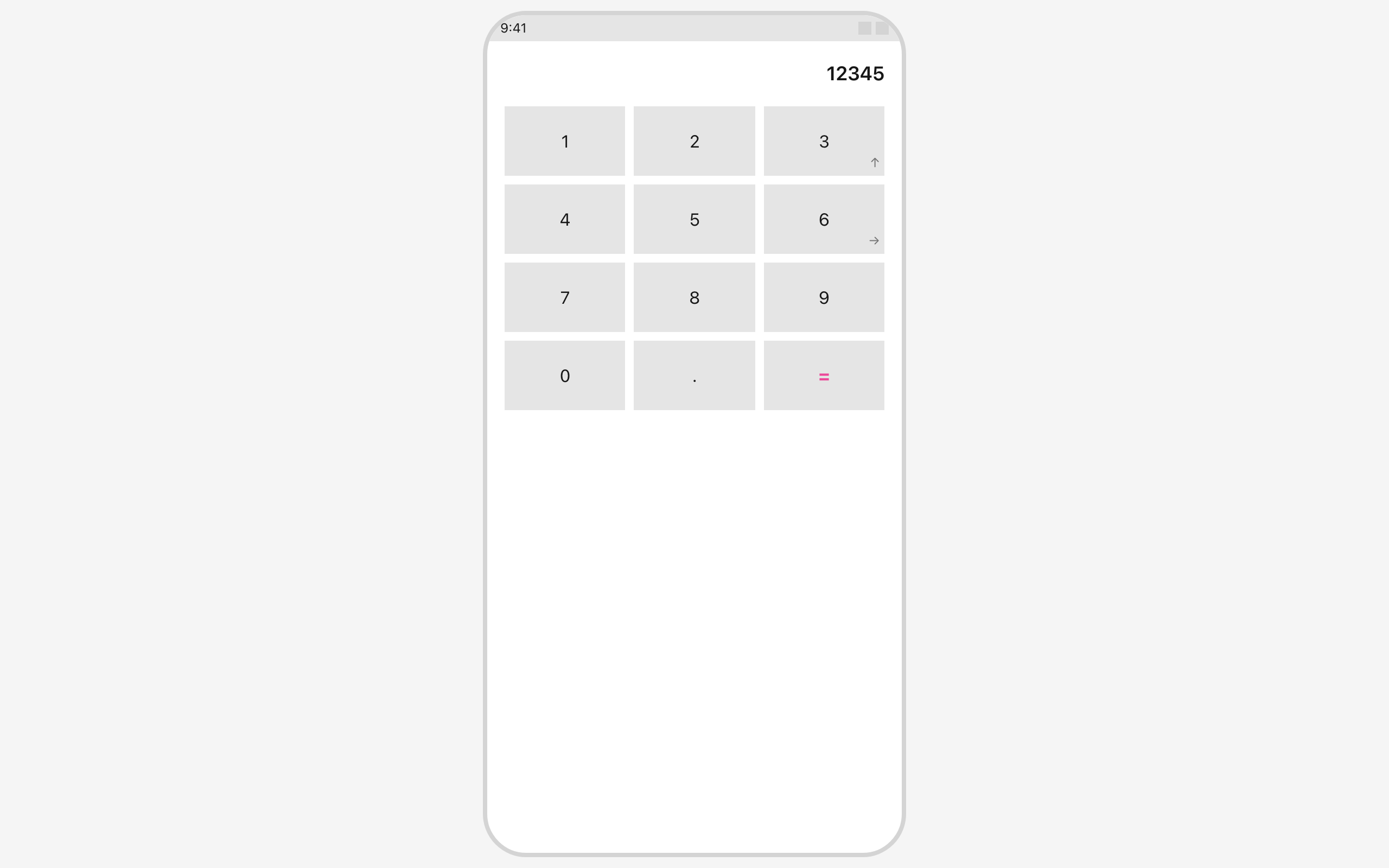 Wireframe example for Swipeable Calculator Keypad