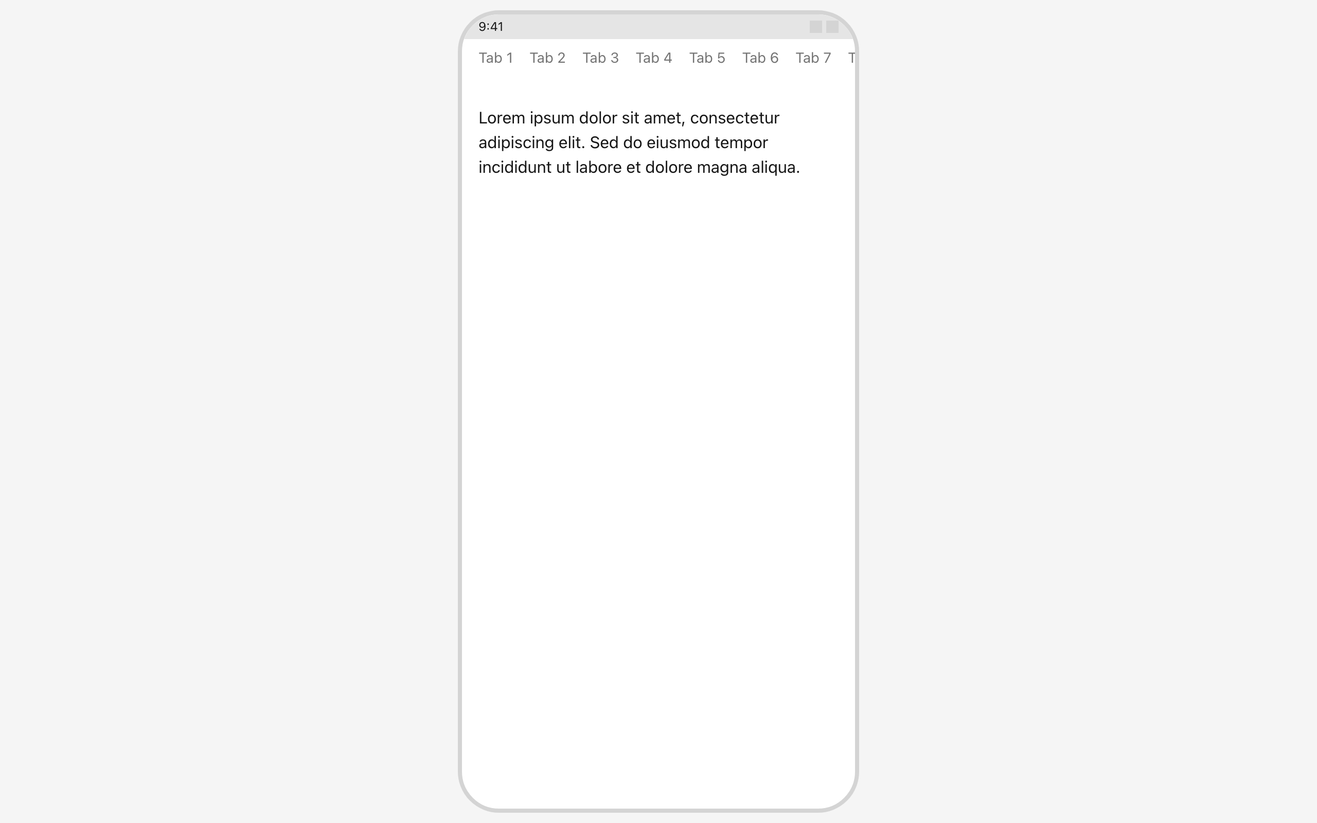 Wireframe example for Swipeable Tab Labels