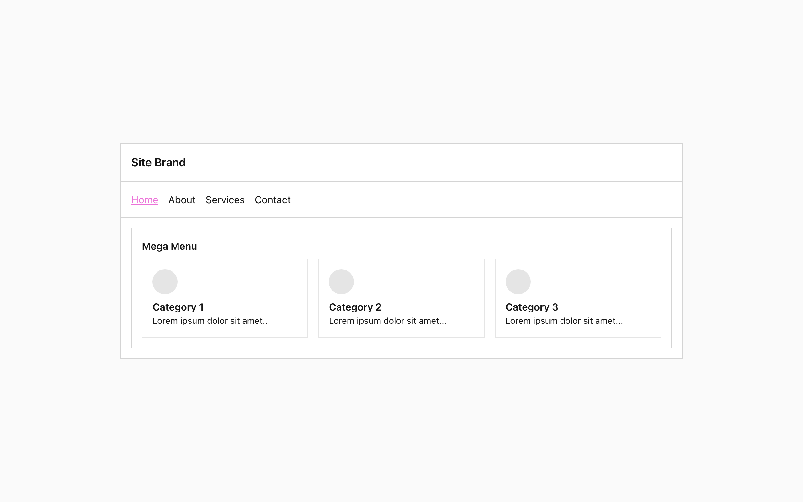 Wireframe example for Navigation Menu & Mega Menu