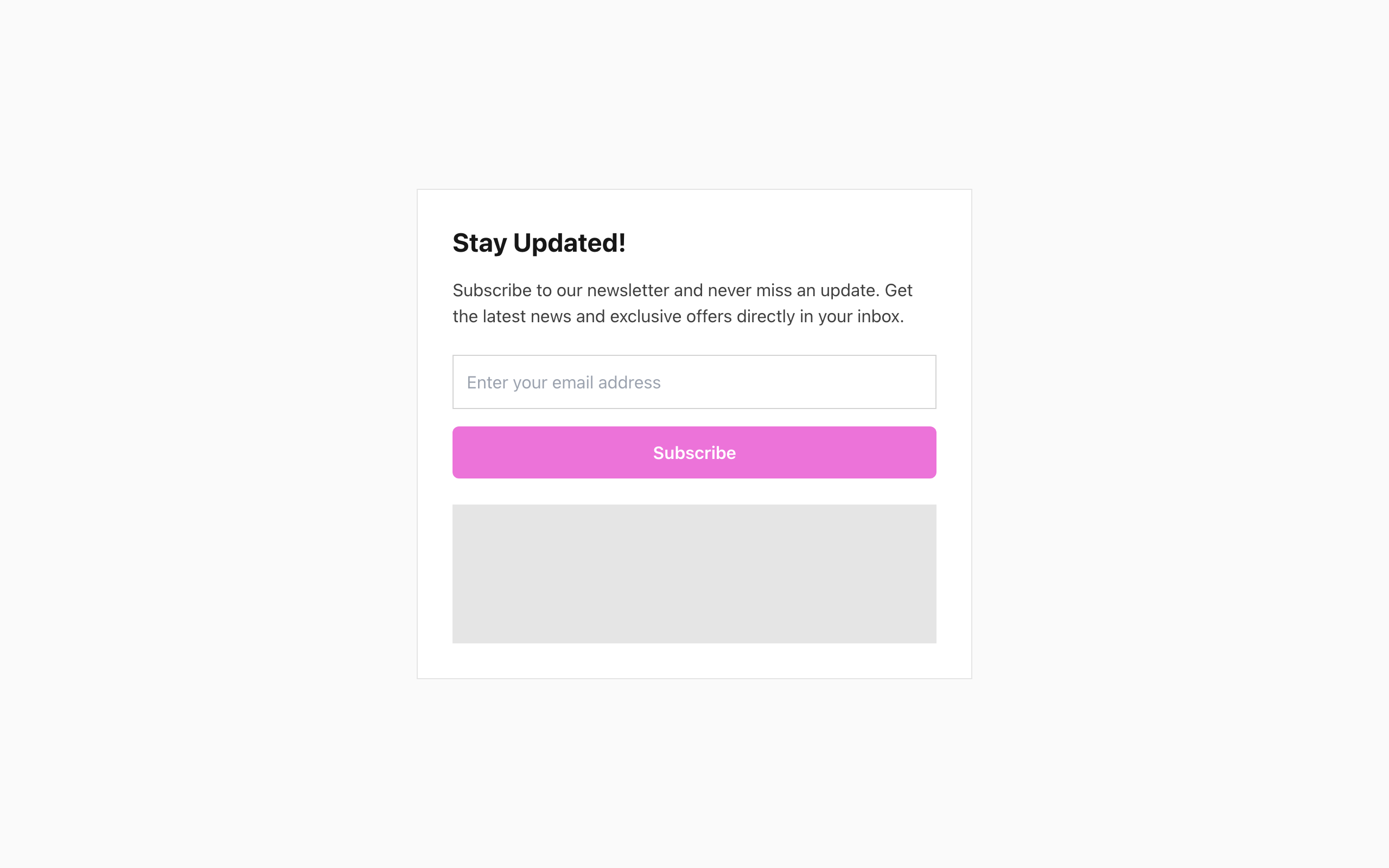 Wireframe example for Newsletter Section