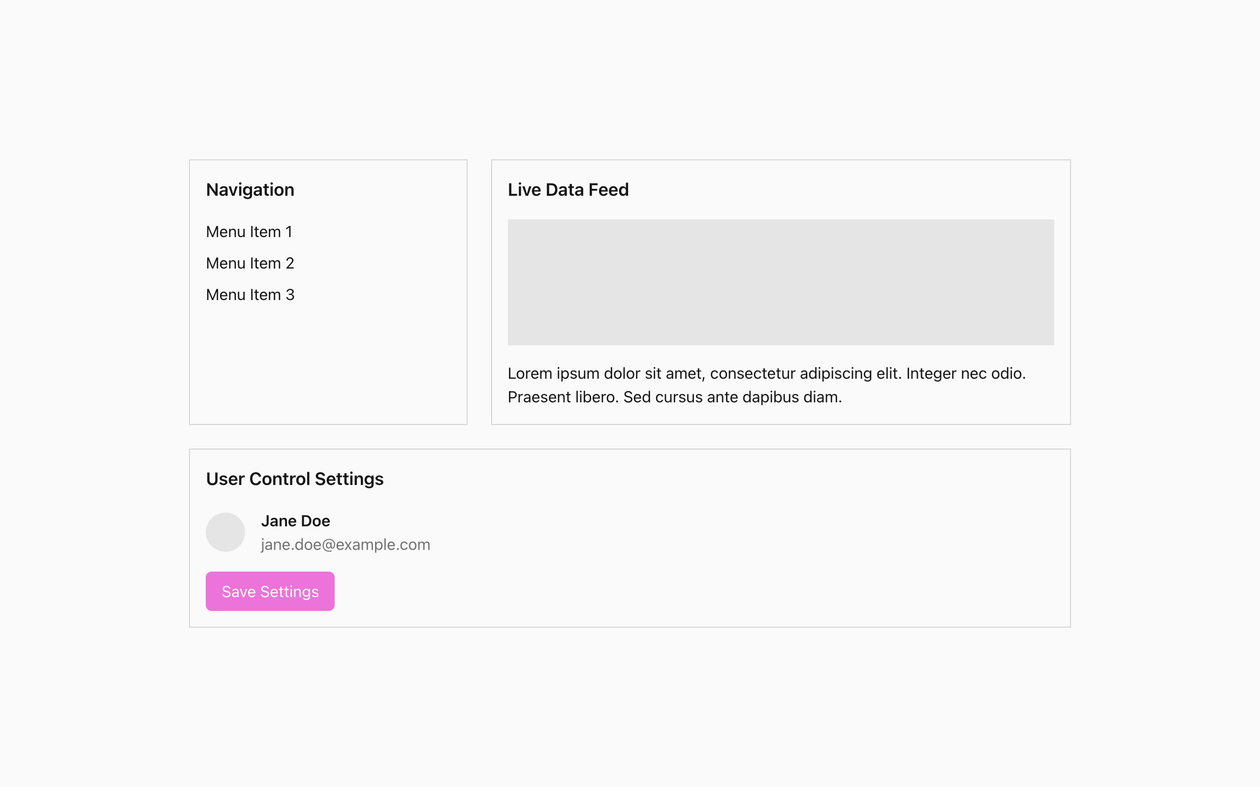 Wireframe example for Panels