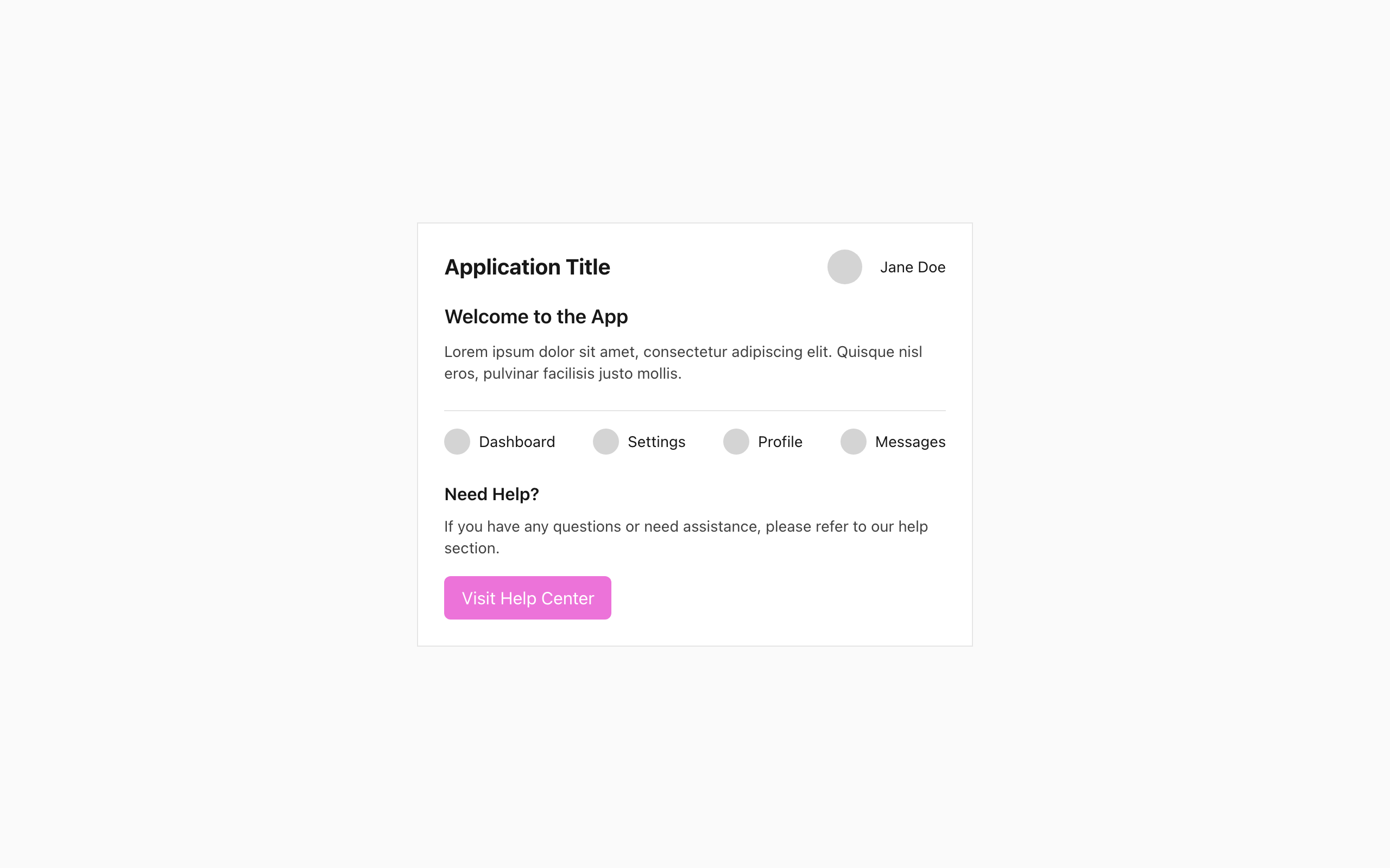 Wireframe example for Offering help