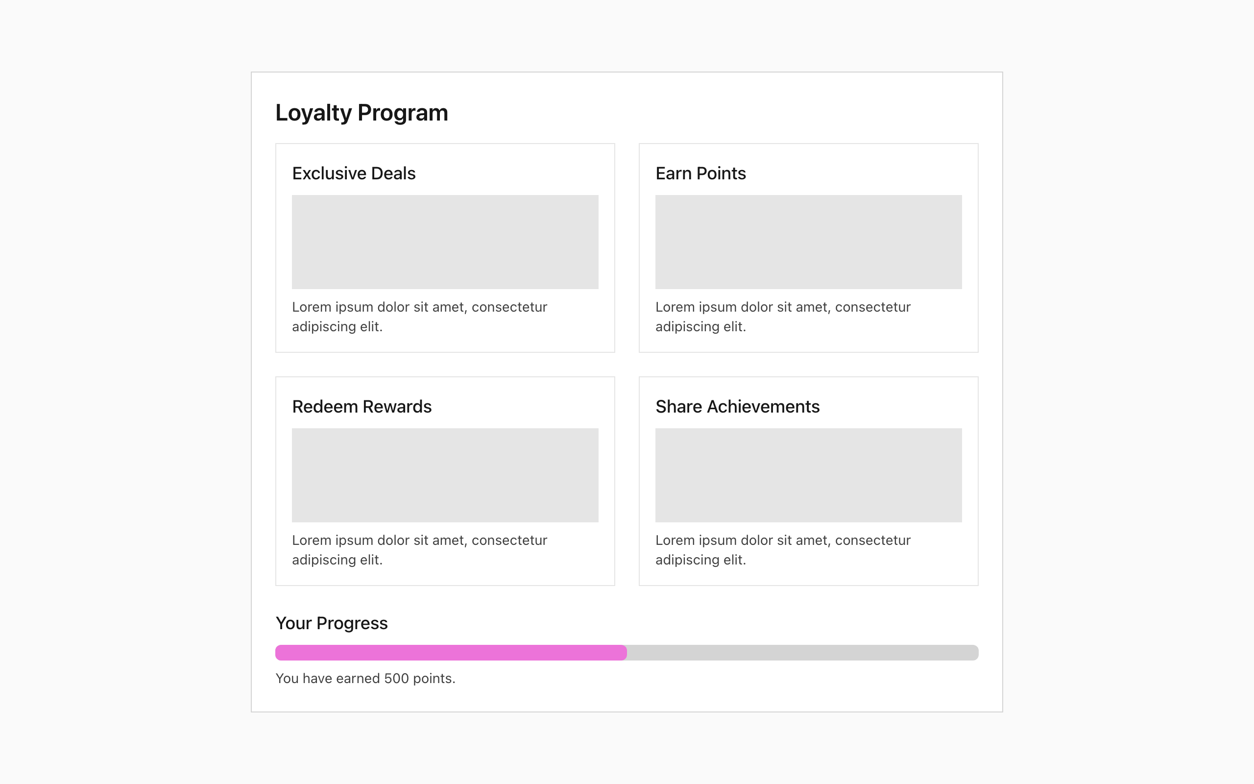 Wireframe example for Promotions & Rewards