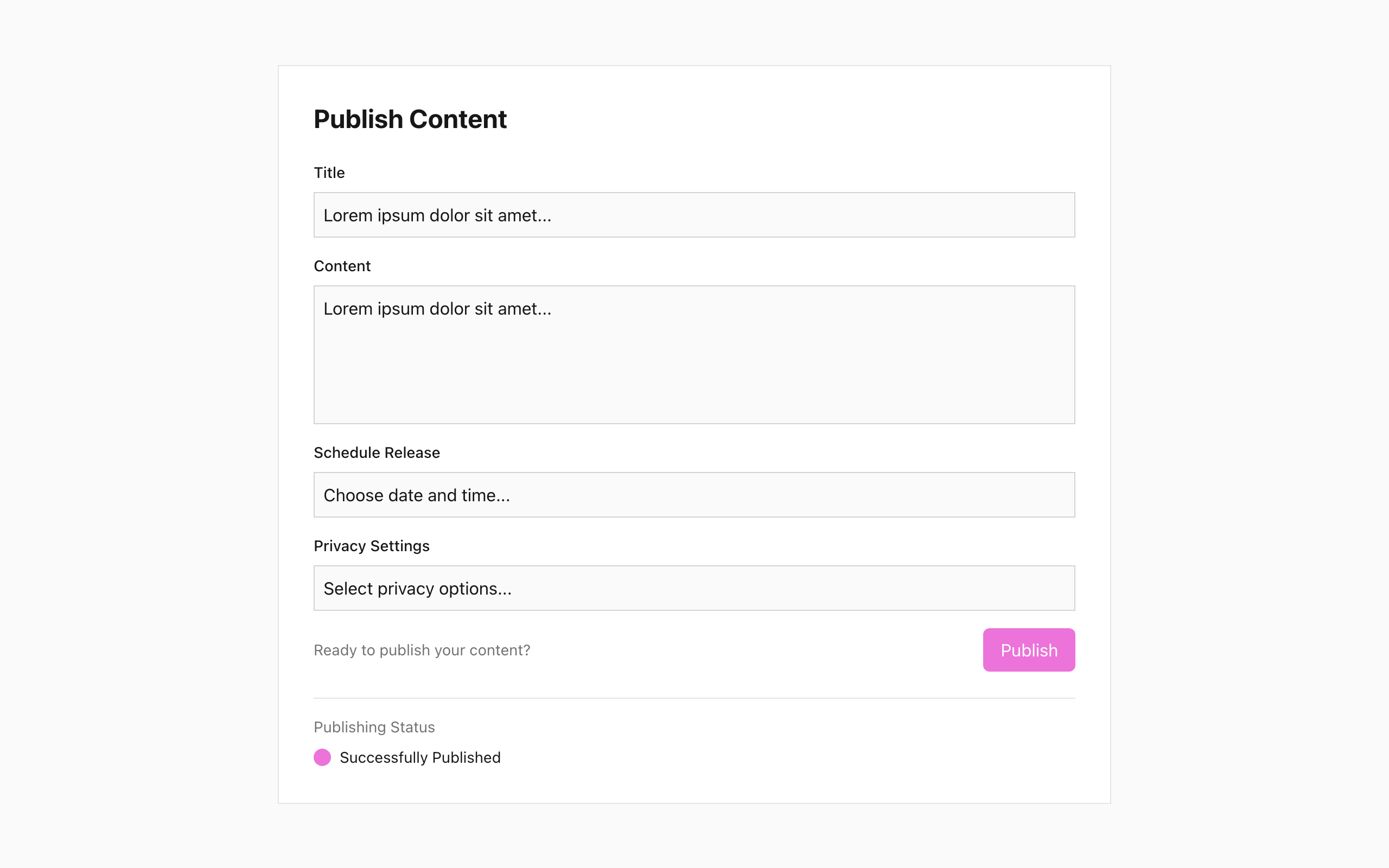 Wireframe example for Publish